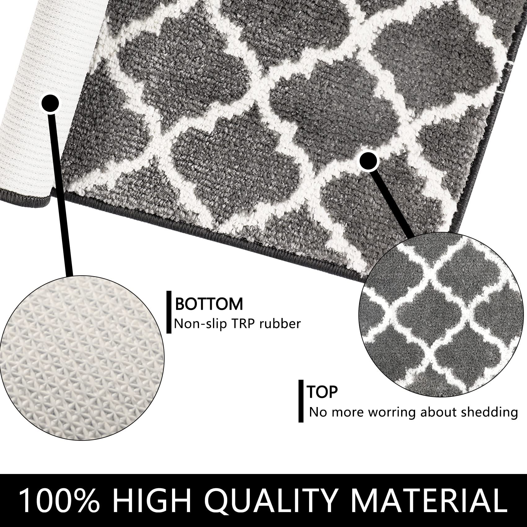 Famibay Bath Mat 50x80cm Bathroom Mat Non Slip Washable Soft Bath Foot Mat Super Absorbent for Bathroom Floor Dark Grey - Image 3