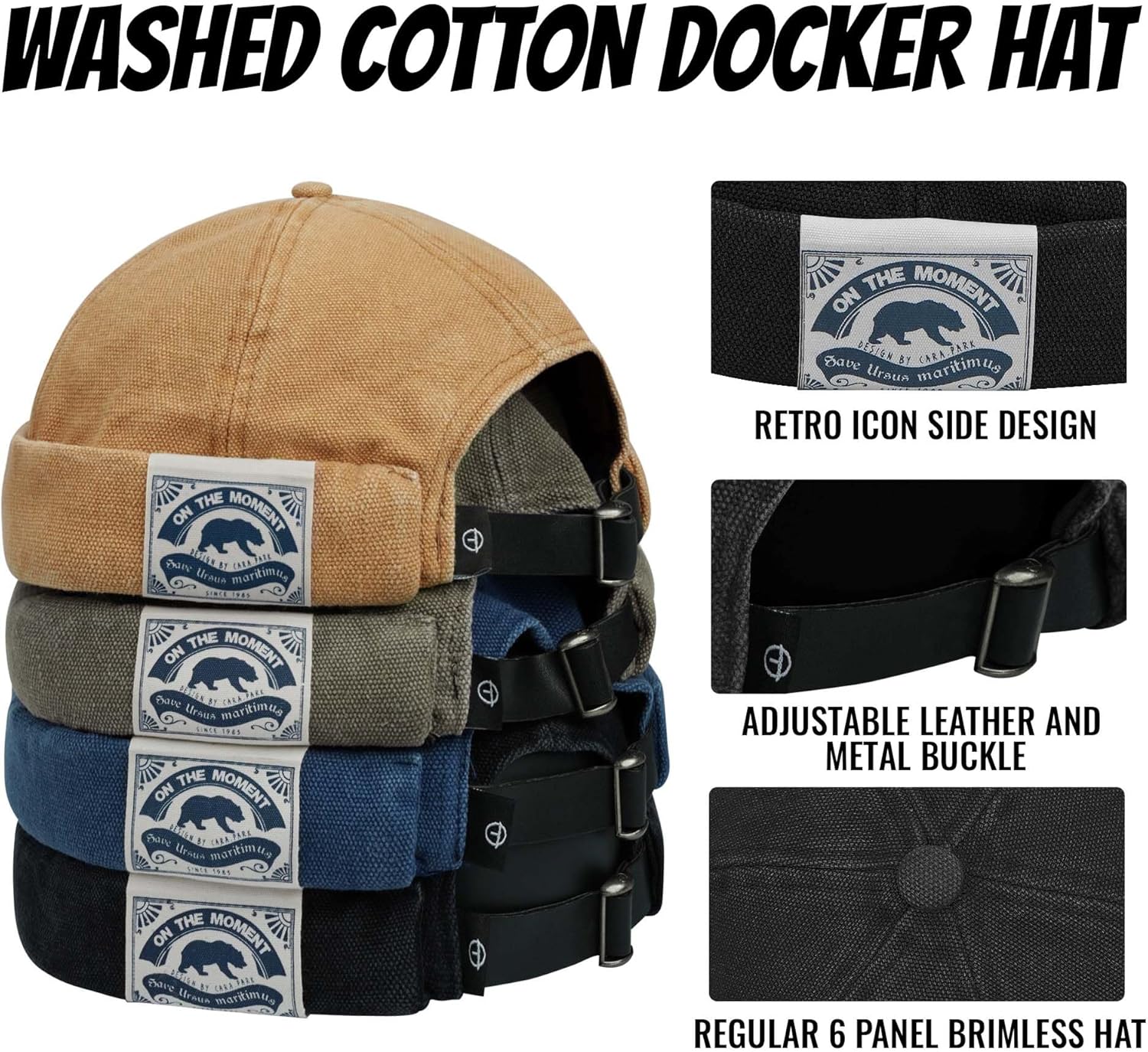 Clakllie Retro Docker Hat for Women Men Cotton No Brim Hat Adjustable Brimless Cap Worker Sailor Cap No Visor Beanie Hat - Image 7