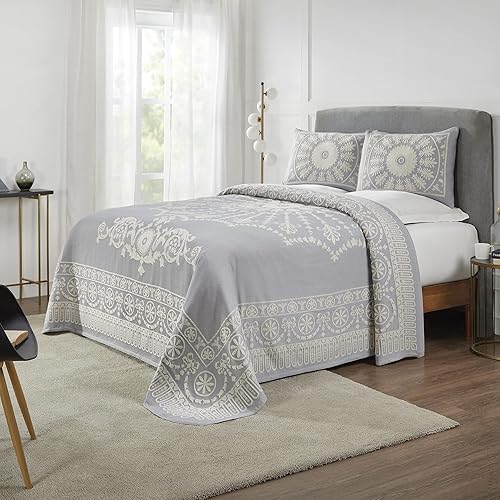 Superior Juego de colcha de mezcla de algodón de 3 piezas, manta ligera, 2 fundas de almohada a juego, ropa de cama de gran tamaño, dormitorio