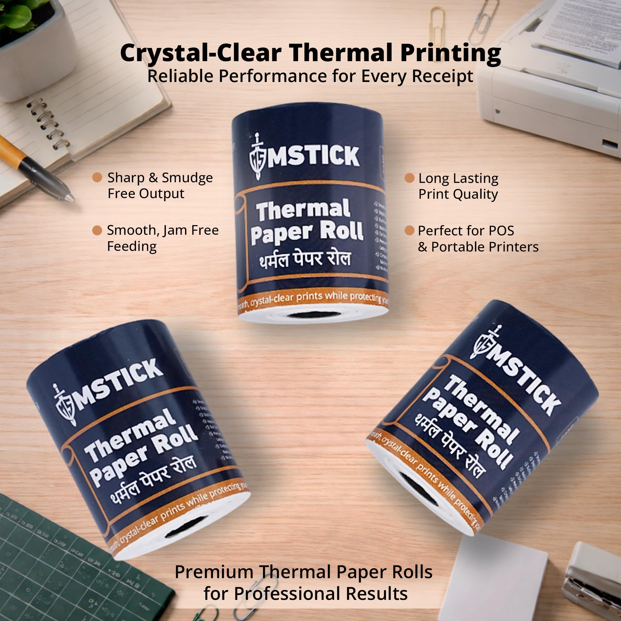 MSTICK Premium Thermal Receipt Paper Rolls – 58mm (2 Inch) x 25 Meter – POS Billing Paper – Pack of 10 Rolls 2