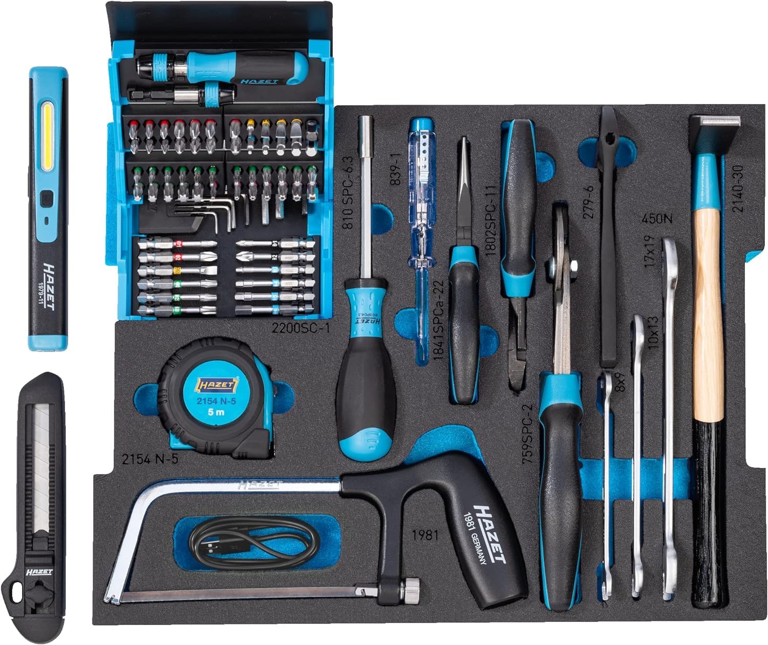 HAZET Juego de herramientas 190L-136/83 I 83 piezas, sistema patentado L-Boxx para encintar, volumen 13,3 l con zonas de etiquetado I Almacenamiento y transporte de herramientas de calidad'.