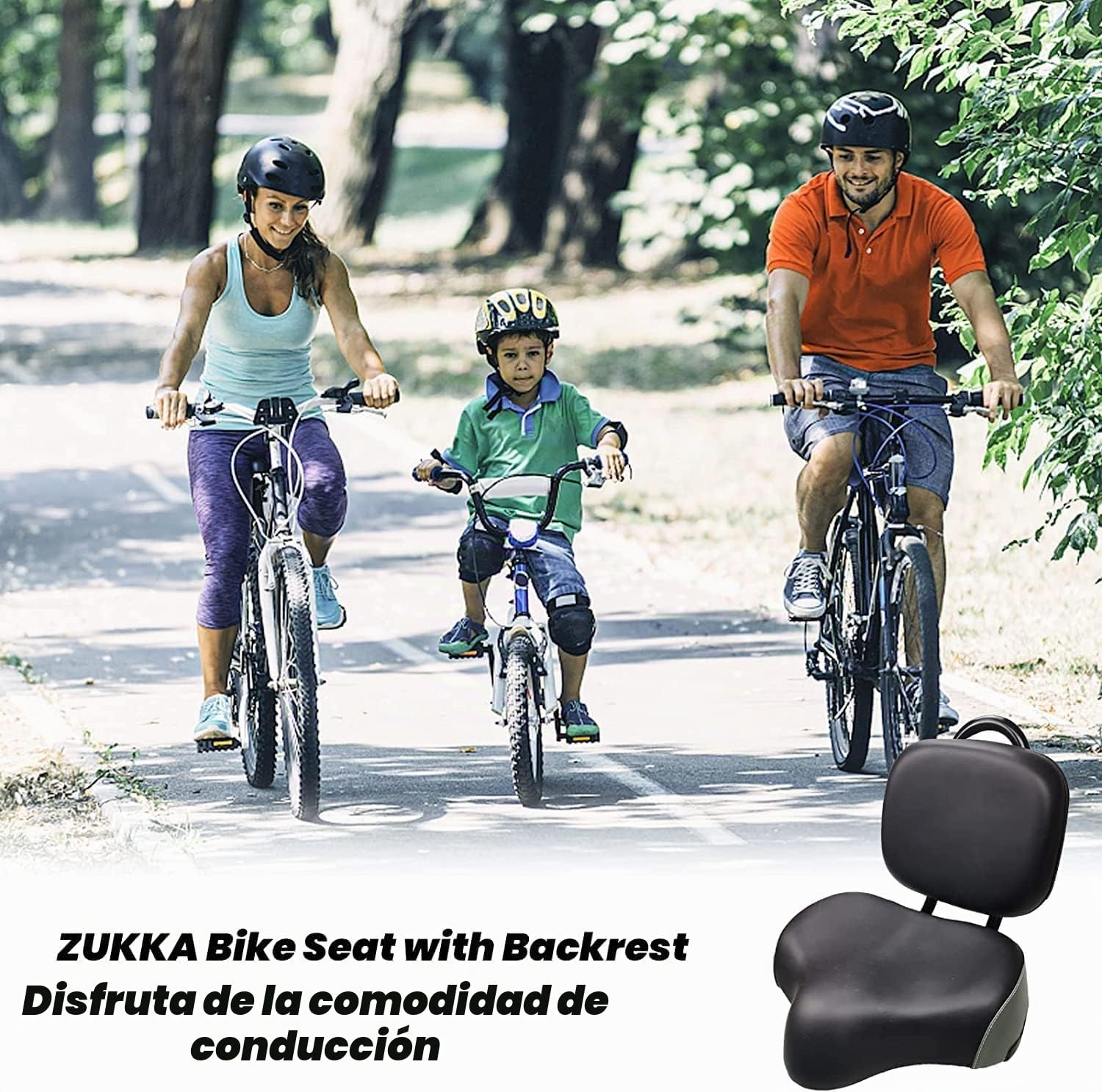 ZUKKA Asiento de Bicicleta con Respaldo, Sillín de Respaldo de Bicicleta Extendido Universal