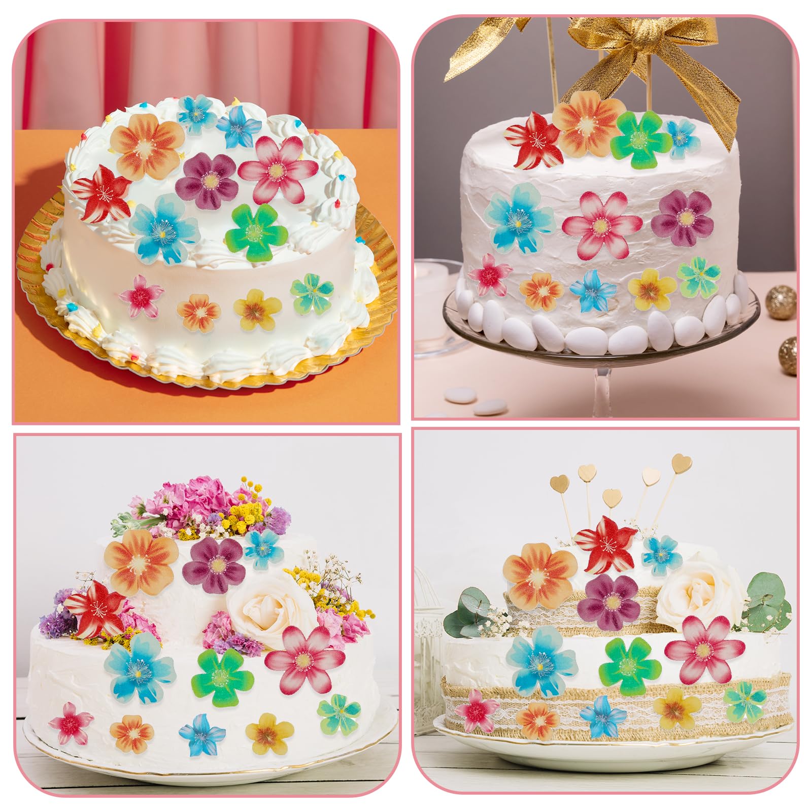 Fleur Decoration Gateau 24pcs Décorations Cupcakes En Forme Nu0153ud Rose, Papier Decoration Anniversaire Gateau