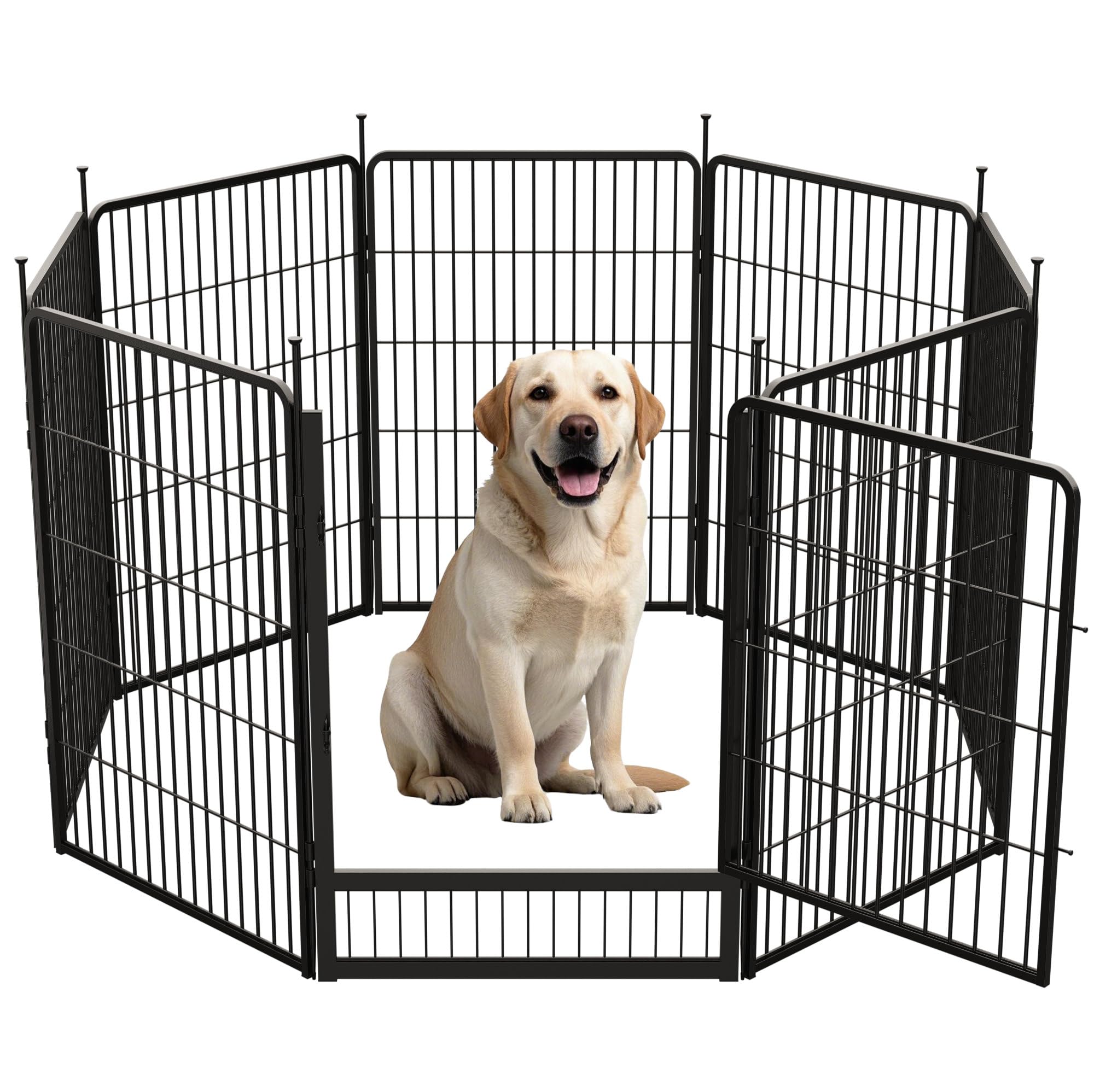 SunsGrove Dog Playpen Outdoor, Heavy Duty 40 Inch 8 Panels Dog Playpen for Medium and Large Dogs, Free and Safe Play Dog Fence Indoor, Black