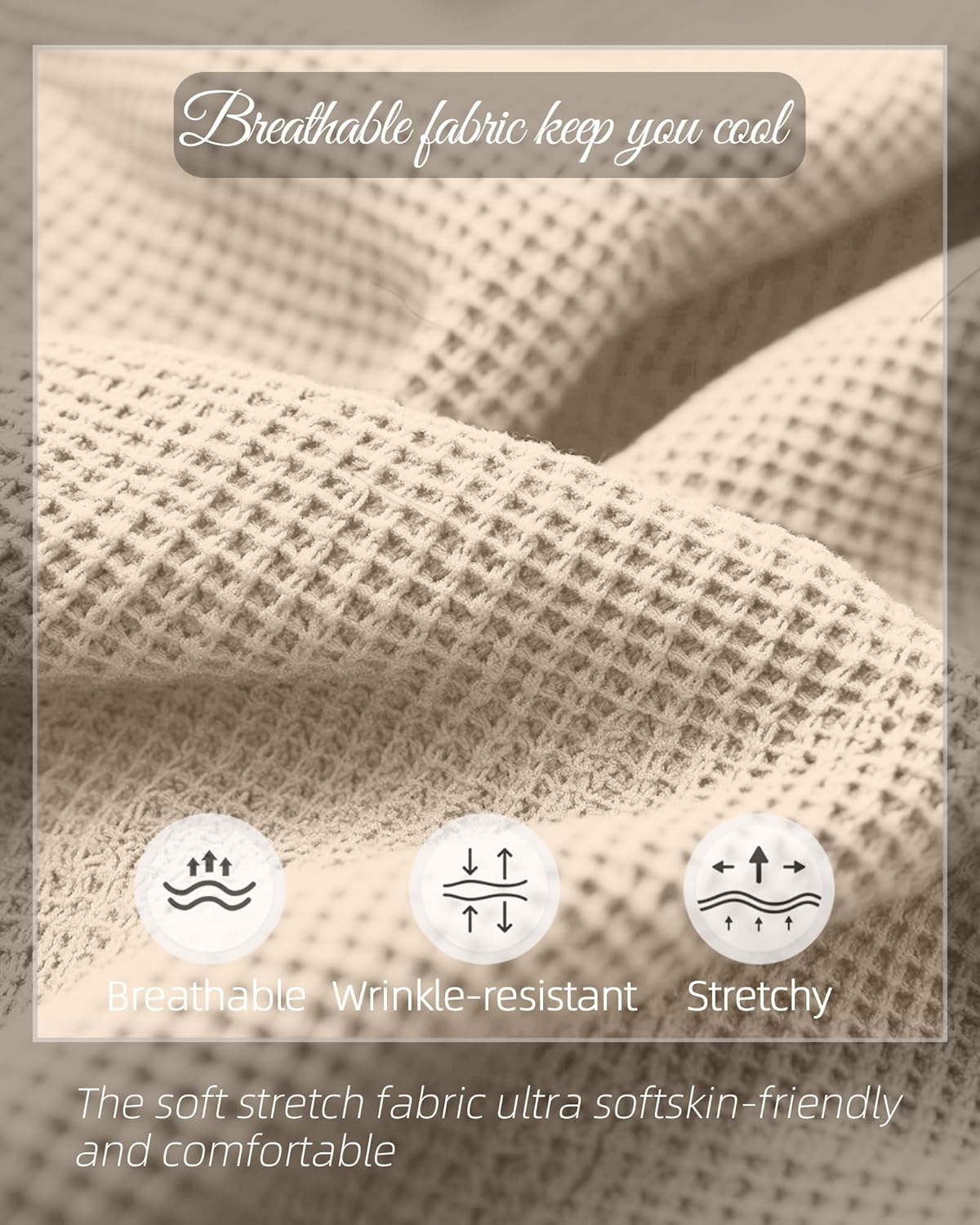 Huukeay 3 Pack Oversized Waffle Knit Tops for Women V Neck Half Sleeve Shirts Casual Drop Shoulder Tunic Top Blouses - Image 3