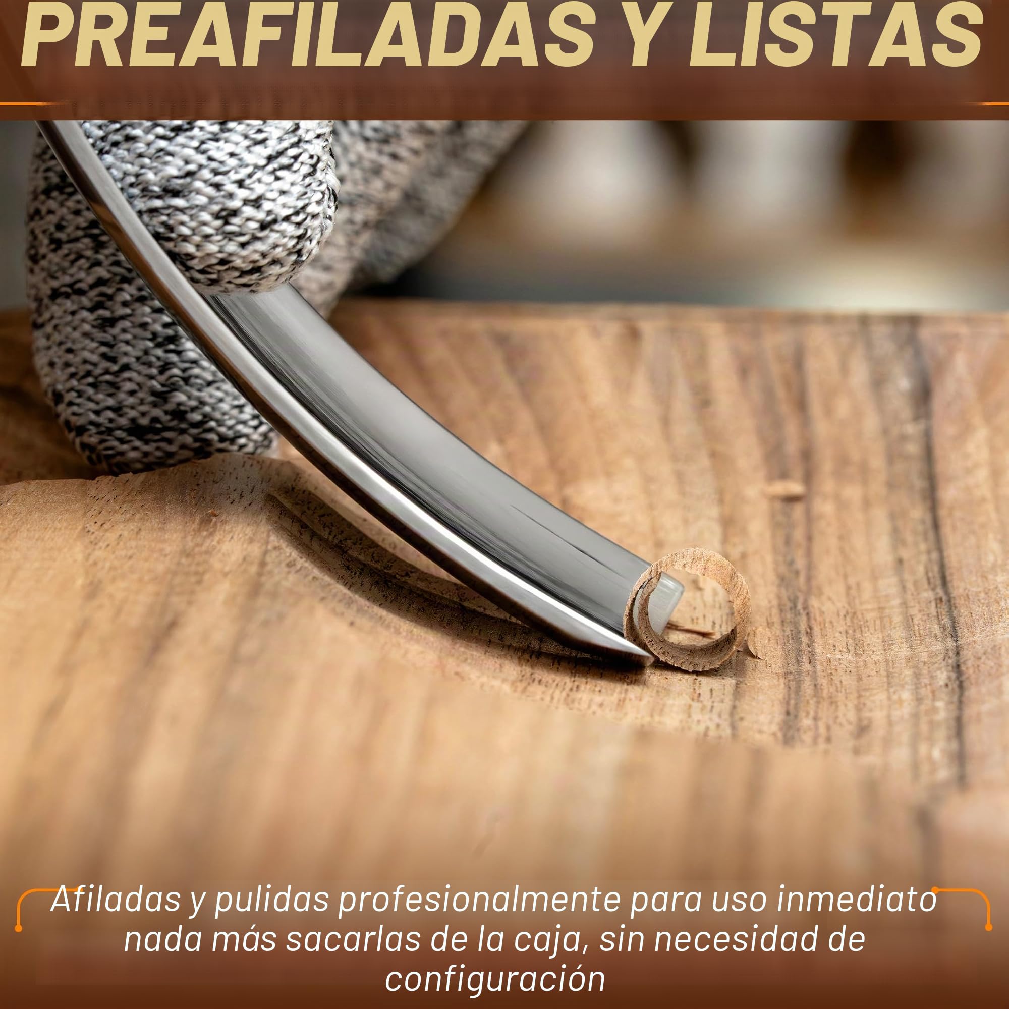 BeaverCraft Gouge Tallado Madera 7L/22 – Herramientas Tallado Cucharas, Cinceles, Gouge para Cuencos, Cincel Curvado, Cuchillo Whittling para Cucharas