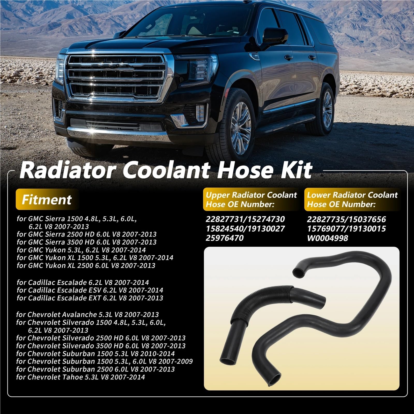 Manguera Gasolina Juego de 2 mangueras de radiador Superior e Inferior para Coche, aptas para GMC Yukon 2007-2014, n.° 22827731/22827735, Sistema de refrigeración. Manguito Turbo