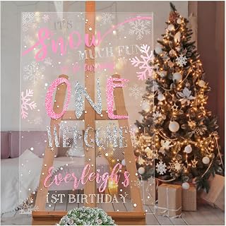 Winter Theme Snowflakes First Birthday Welcome Sign, Snowflakes Kids Birthday, Winter Birthday Celebration Poster, Birthday Party Poster, Birthday Party Ideas, Size 24x18, 36x24, 48x36 SPEEDYORDERS