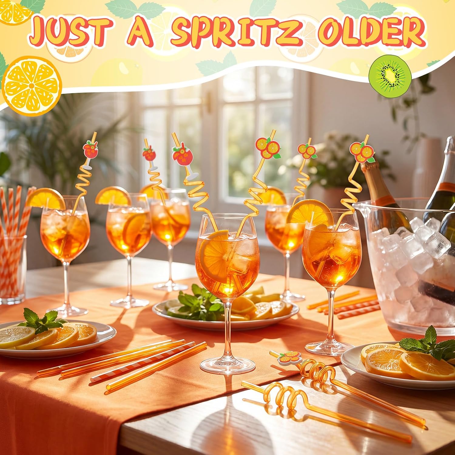 24 Pcs Spritz Straws Party Decorations Just a Spritz Older Plastic