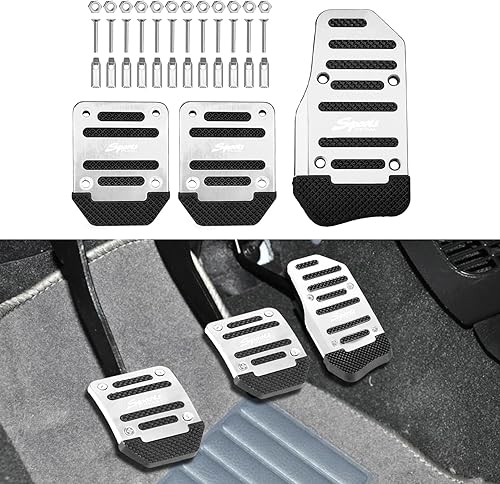 3 almohadillas antideslizantes de aleación de aluminio para coche, pedal de freno de automóvil, cubierta de almohadilla de pedal de acelerador, kit