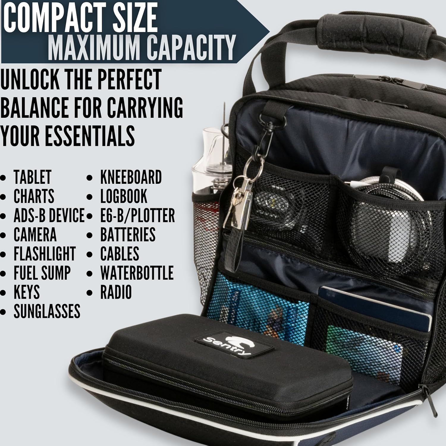 Pilot Flight Bag and VFR Kneeboard & Notepad Bundle - Professional Pilot Gear, Knee Board With Aviation Bag For Pilots, ipad Kneeboard, Flight Planning Tools, Aviation Accessories - Image 4