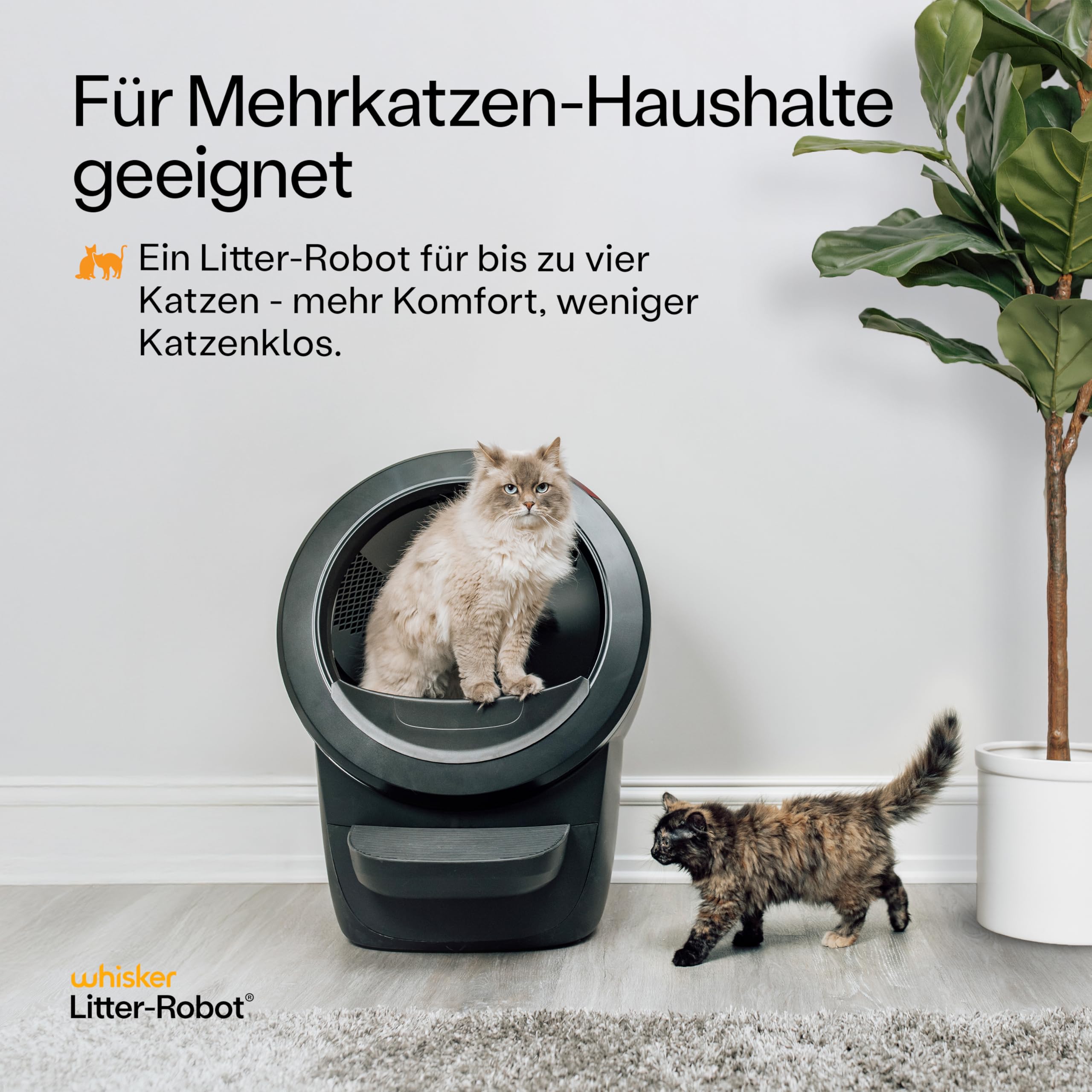 Litter-Robot 4 Beginner Bundle von Whisker, Schwarz - Automatische, selbstreinigende Katzentoilette, beinhaltet Litter-Robot, Zaun, Matte, 3 OdorTrap Nachfüllpackungen & 25 Abfallbeutel