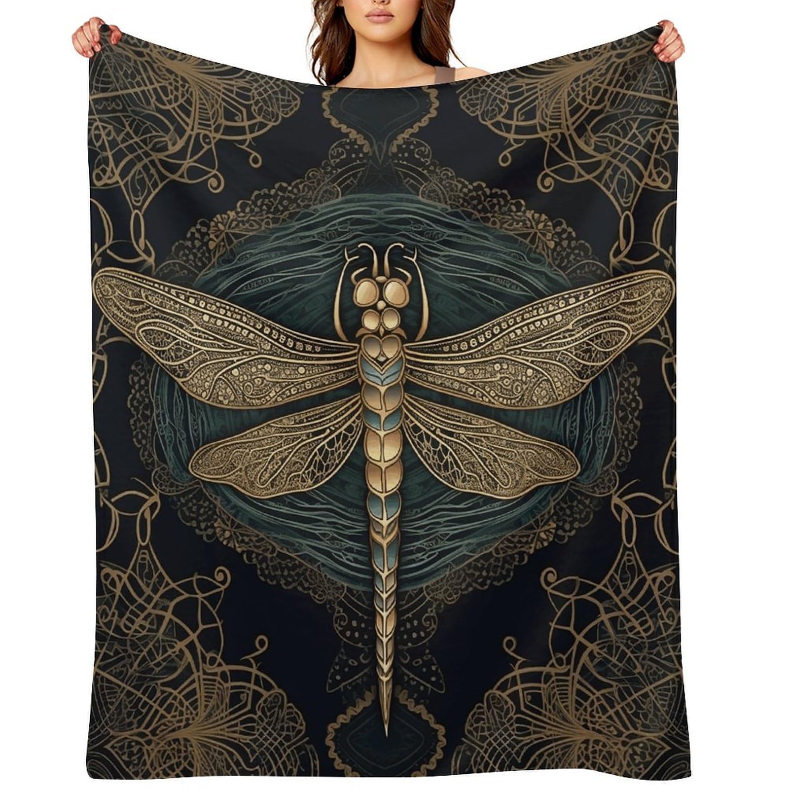 Dragonfly Throw Blanket for Couch and Bed Super Soft Warm Lightweight Throw Blankets Cozy Fuzzy Flannel Blanket Personalized Decorative Blankets for Sofa Decor 60"x80"