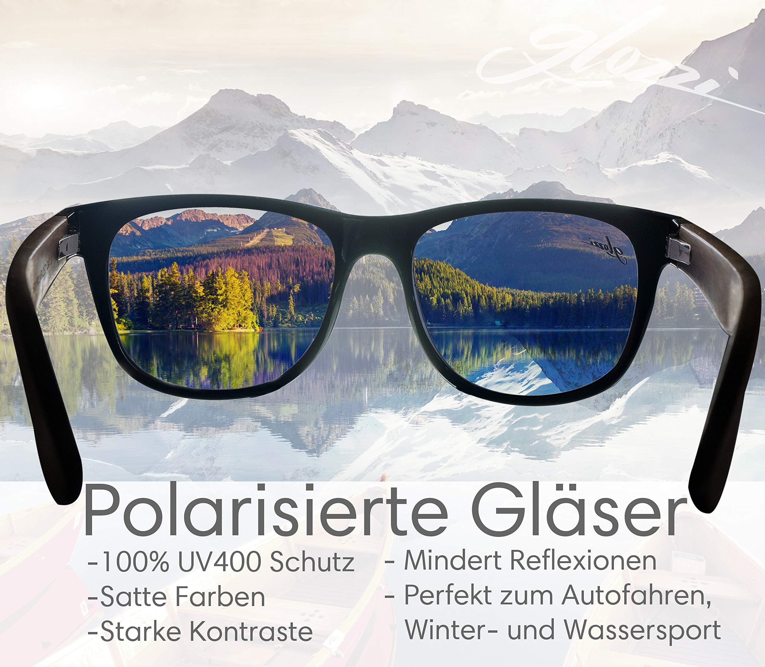 Walnuss Holz Sonnenbrille Herren und Damen Polarisiert UV400 mit Holzbügeln und Brillenetui aus Kork