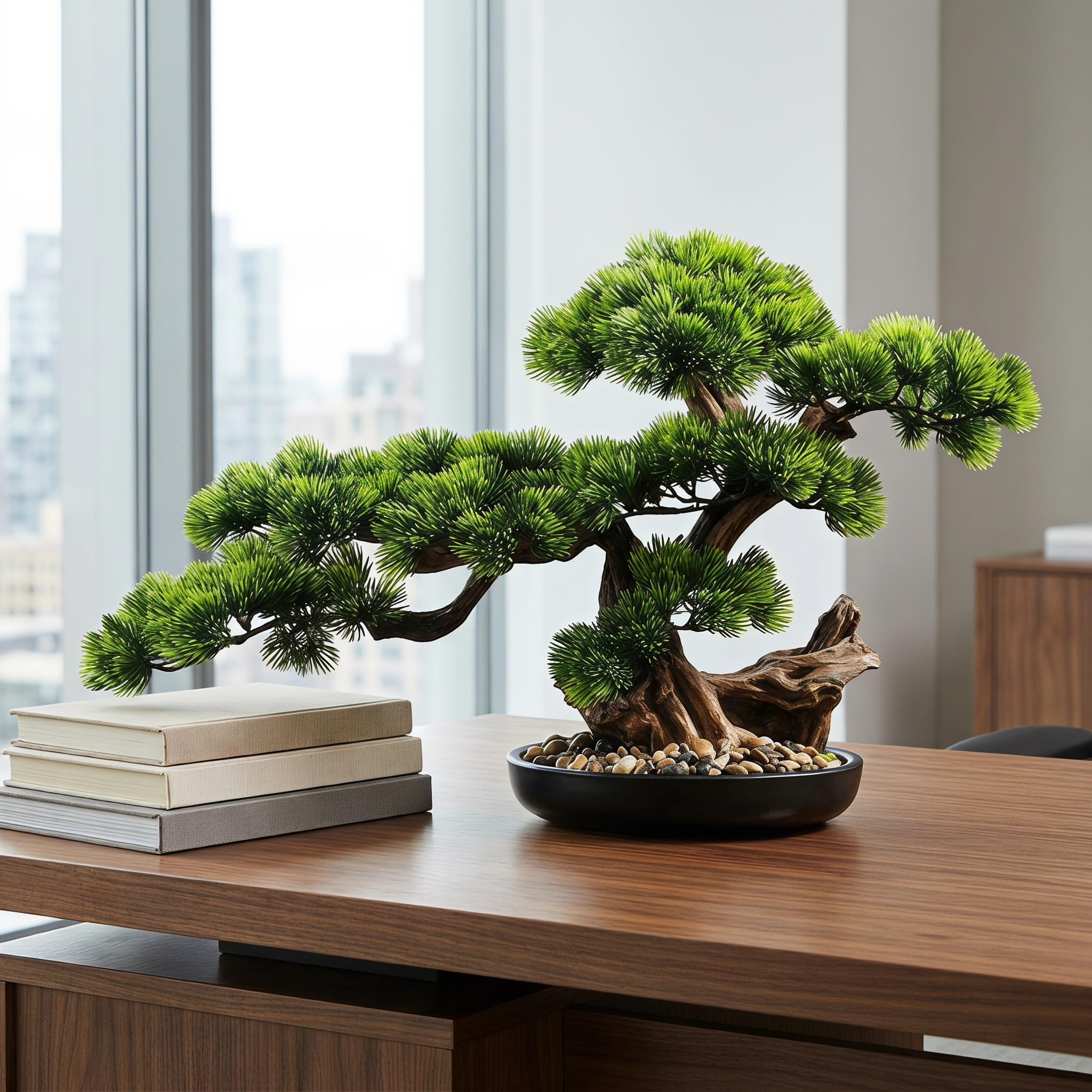 Pino Bonsai Artificiale Realistico - Pianta Finta Perfetta per La Decorazione di Giardini Zen in Casa E Ufficio, A Bassa Manutenzione.