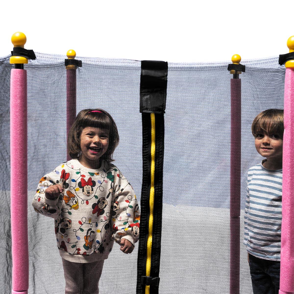 Cama Elástica Infantil 140 Plus Rosa con Red de Seguridad, Trampolín para Niños Interior y Exterior