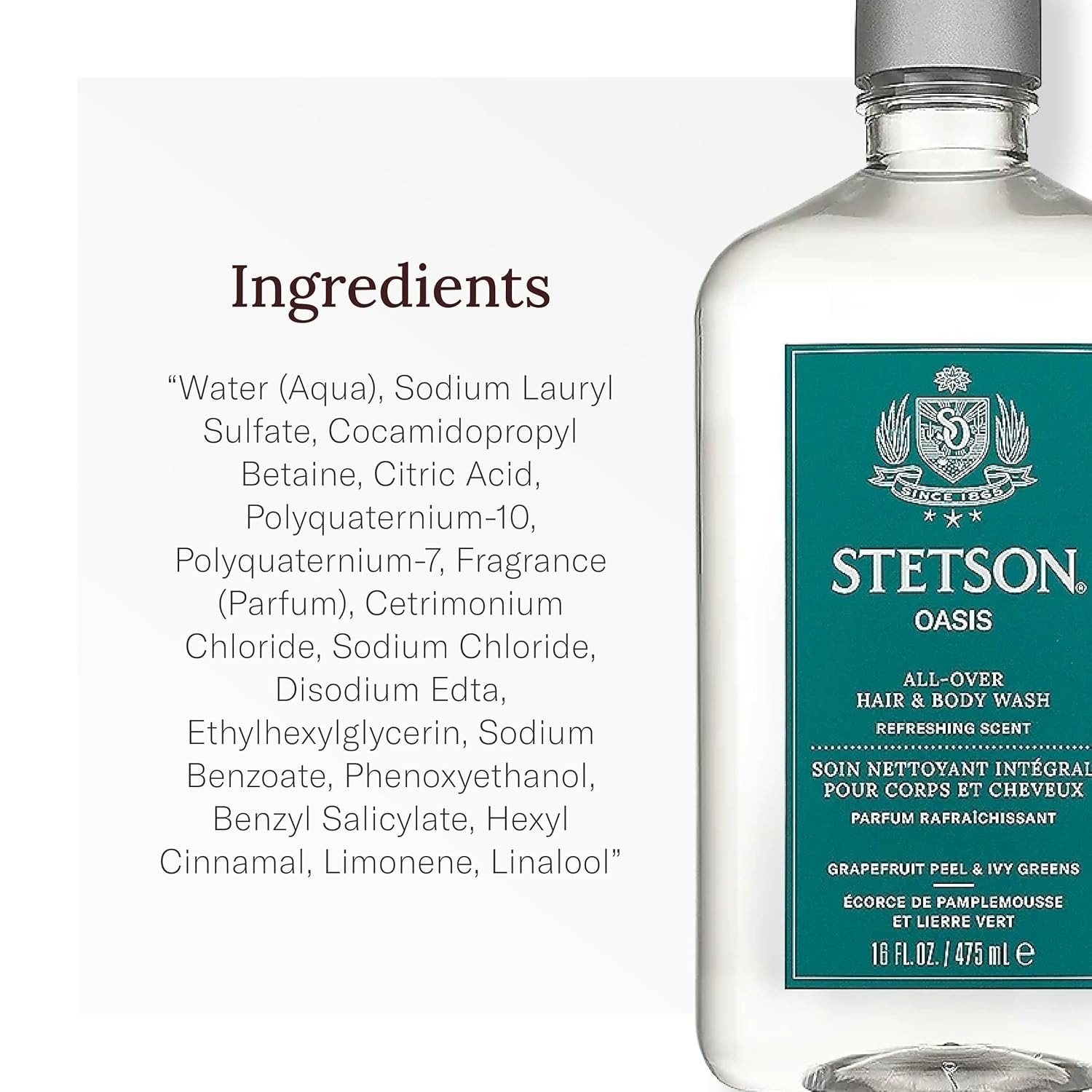 SCENT BEAUTY STETSON Personal Care All Over Hair & Body Wash Moisturizing Body Wash & Shampoo - 16 oz - 3 Pack - Oasis