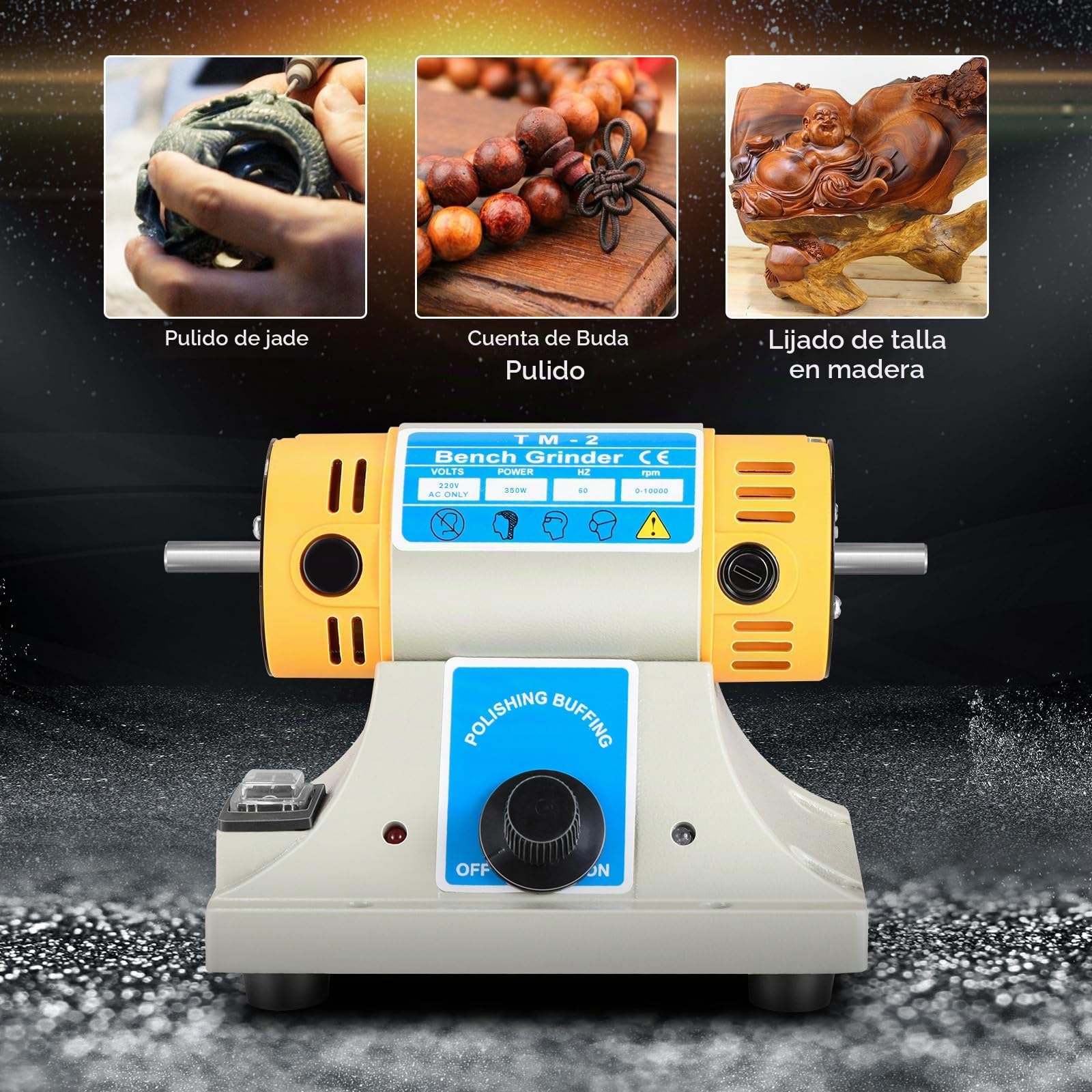 Máquina pulidora de banco 10000 rpm 350W Pequeña máquina de corte y pulidora de jade para trabajar la madera de escritorio multifuncional Rectificadora de joyería eléctrica