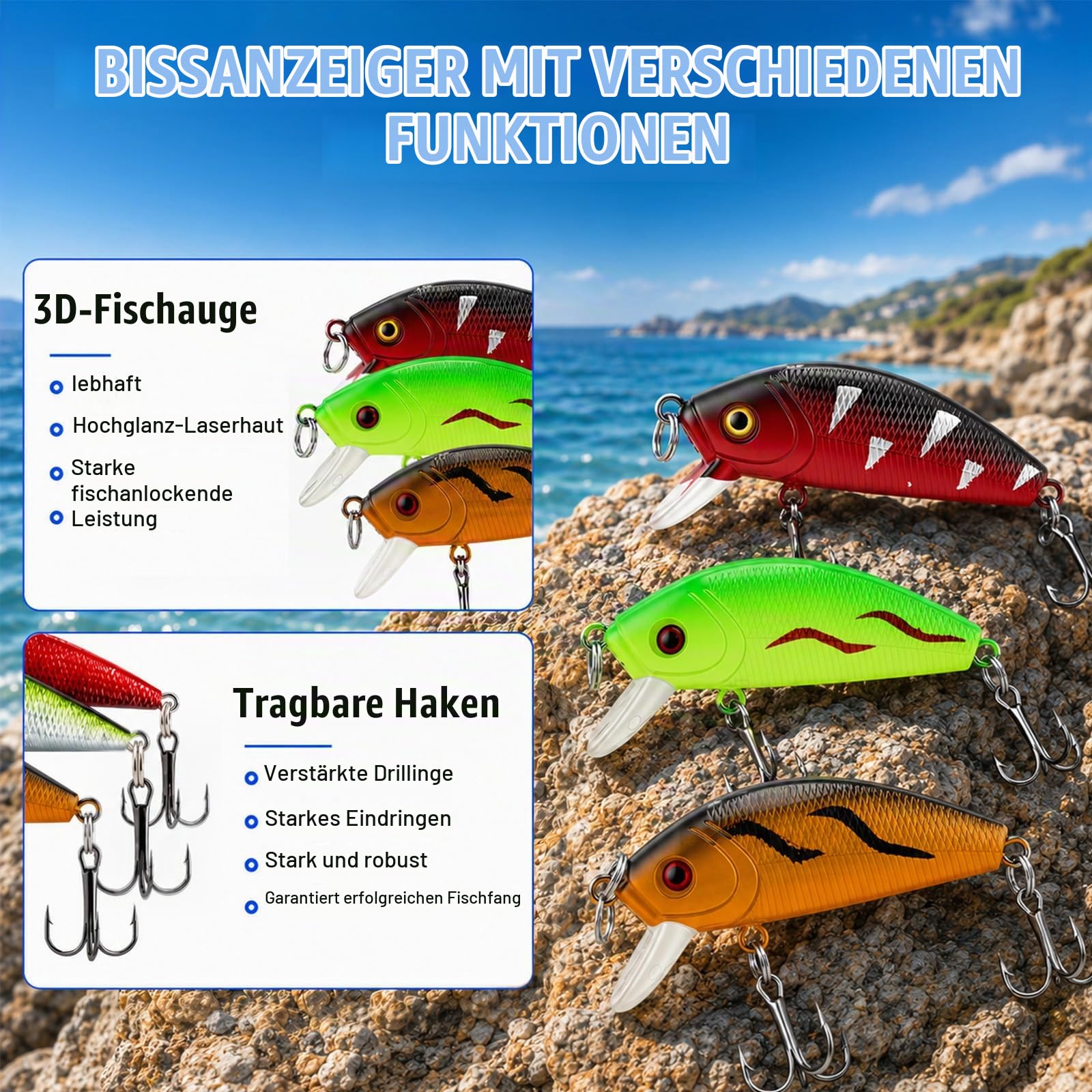 Angelset für Kinder, 3 Stück 1,8m Kinderangel Starter Set mit Kohlefaser Teleskop Angelruten, 5.2:1 Spinnrolle, Köder & Tragetasche, Angelset Komplett Anfänger für Kinders Jungen Mädchen