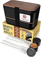 Vista 8 de Umami Caja Bento Todo en 1 con 4 Utensilios, 100% a Prueba de Fugas, Recipientes para Almuerzo Aptos para Lavavajillas y Microondas para Adultos
