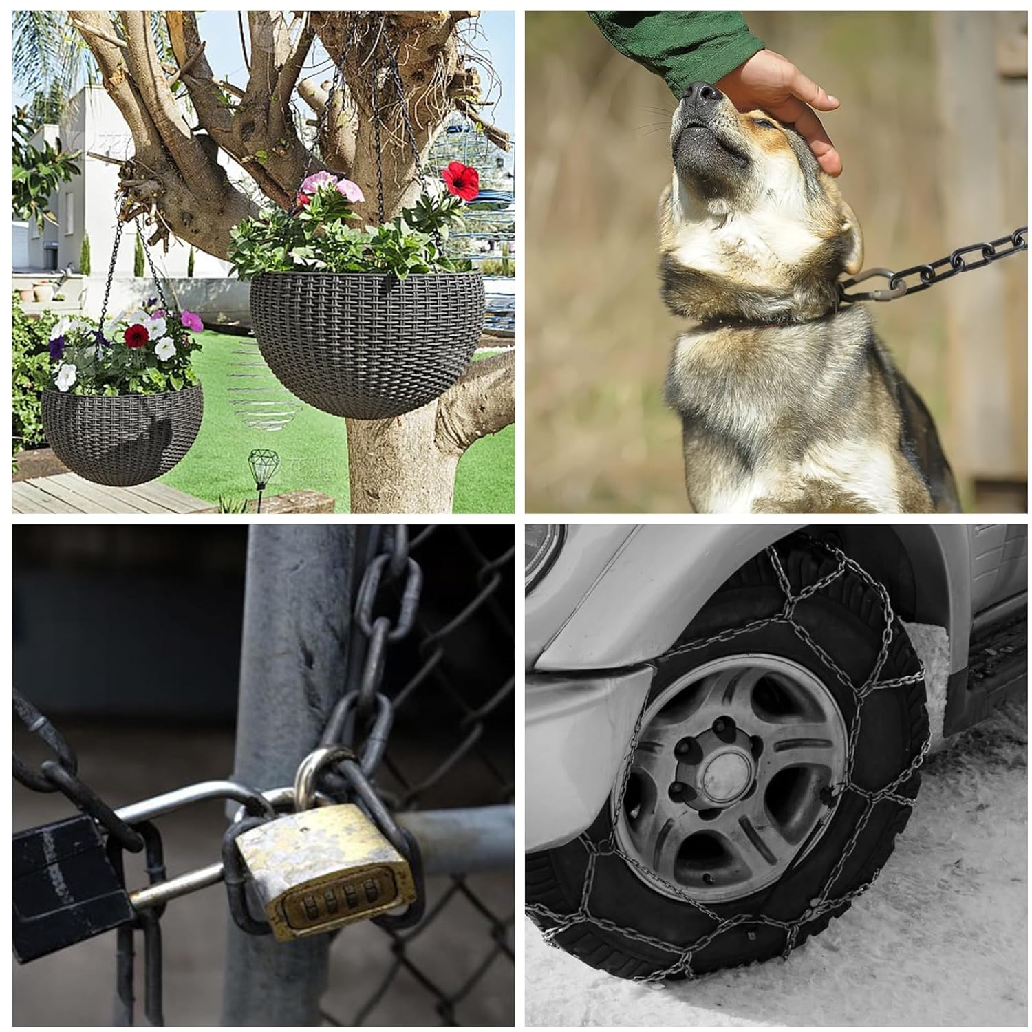 1/5'' x 26.2Ft Long Black Chain Link Heavy Duty Porch Swing Chain, Carbon Steel Coil Chain for Hanging, Pet Chain, Fence, Security Lock Chain - Image 5