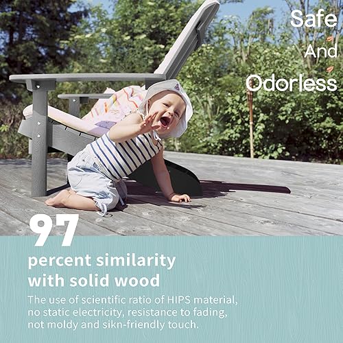 Miniatura 7 de YEFU Adirondack - Silla de plástico resistente a la intemperie, sillas de patio de 5 pasos de fácil instalación, se ve exactamente como madera real,