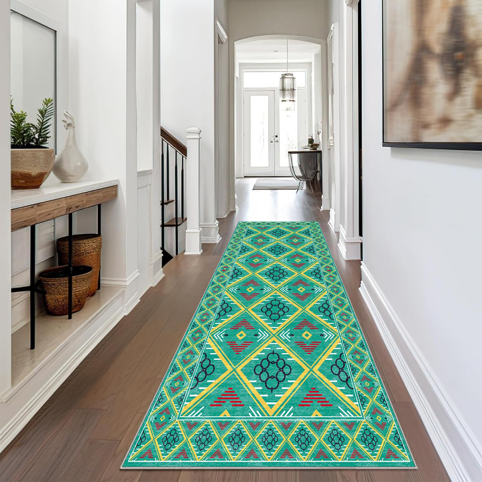 Dywan do przedpokoju antypoślizgowy dywan kuchenny zmywalny dywan długi korytarz 60 x 150 cm dywan salon krótkie włosy dywan do przedpokoju wejście wycieraczka długi wąski dywan do jadalni