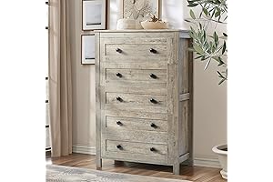 Farmhouse 5 Drawer Dresser, 48" Rustic Oak: A Quintessential Blend of Style and Functionality