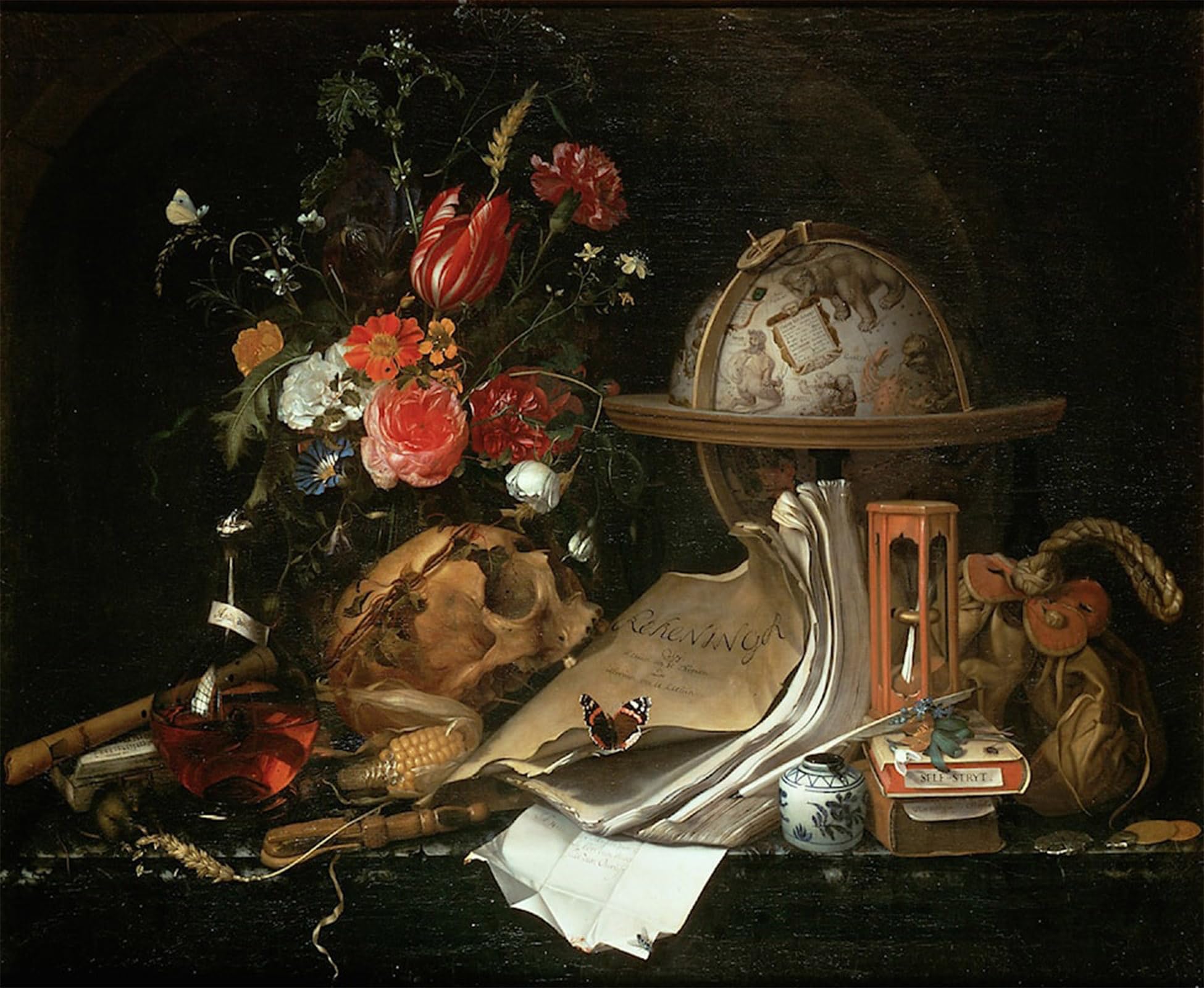 POSTERIIk Vintage Classic Picture Landscape Artwork Vanitas-still Life by Maria Van Oosterwijk Portrait Canvas Painting for Office Home Decor 60x90cm