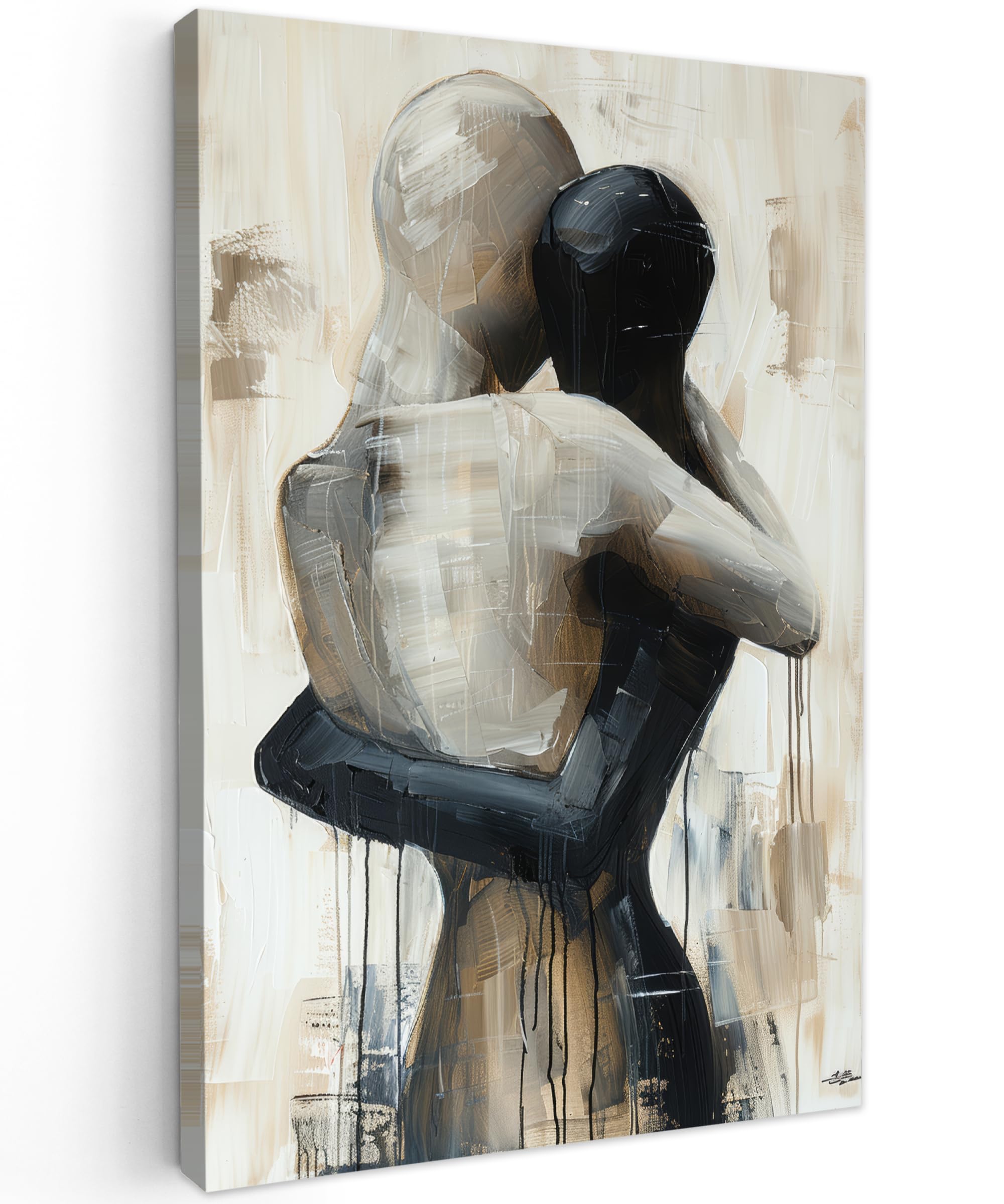 MuchoWow© Canvas Wall Art 8"x12" / 20x30 cm Decor Hanging Pictures for Living Room Canvus Artwork Deco Walls Abstract - Art - People - Beige — image 1
