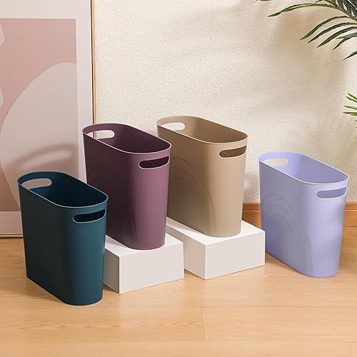Miniatura 5 de rejomiik Cubo de basura pequeño de 3.5 galones, cesta de basura delgada de plástico con asas, contenedor para espacios estrechos, baño, dormitorio,