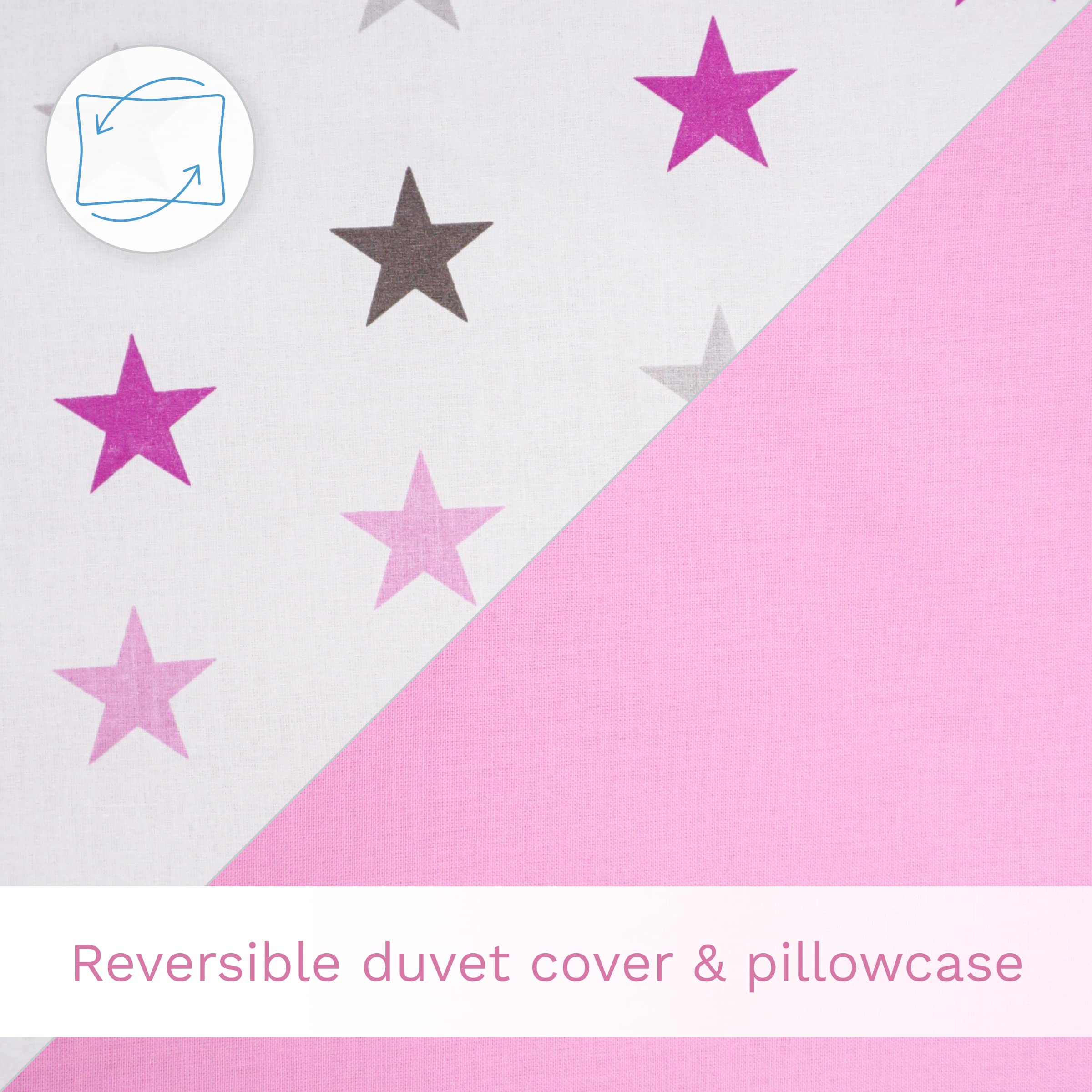 Baby Comfort Juego de Cama para Cuna 4 Piezas 135x100 cm edredón y Funda nórdica con Almohada y Funda de Almohada - diseño 19 (12 Meses+)