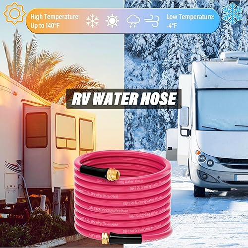 Miniatura 6 de WELLUCK Manguera de agua para autocaravana de 50 pies, manguera de agua potable de grado alimenticio, sin ftalatos, manguera de jardín flexible y