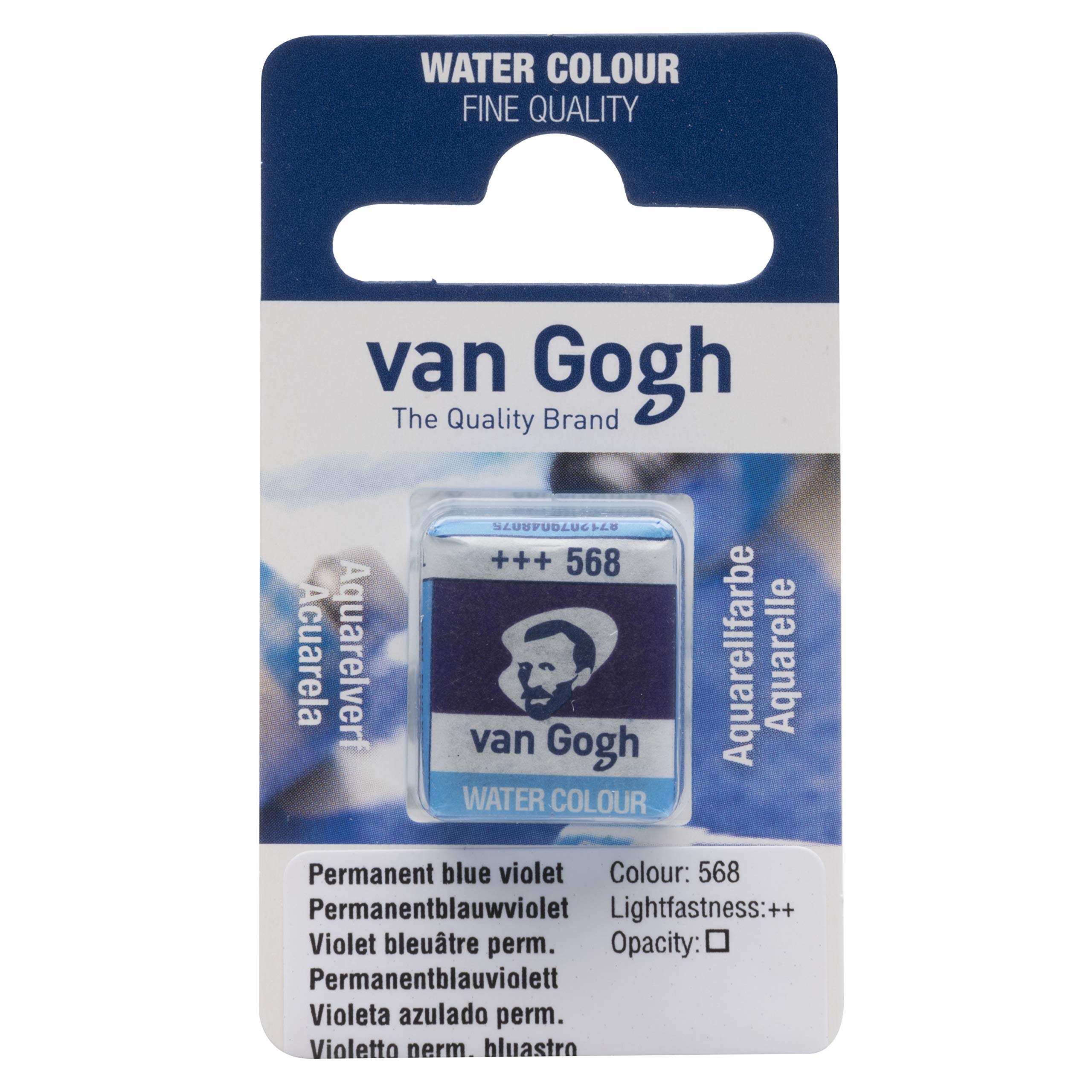Van Gogh Watercolour Paint, Half Pan, Permanent Blue Violet 568