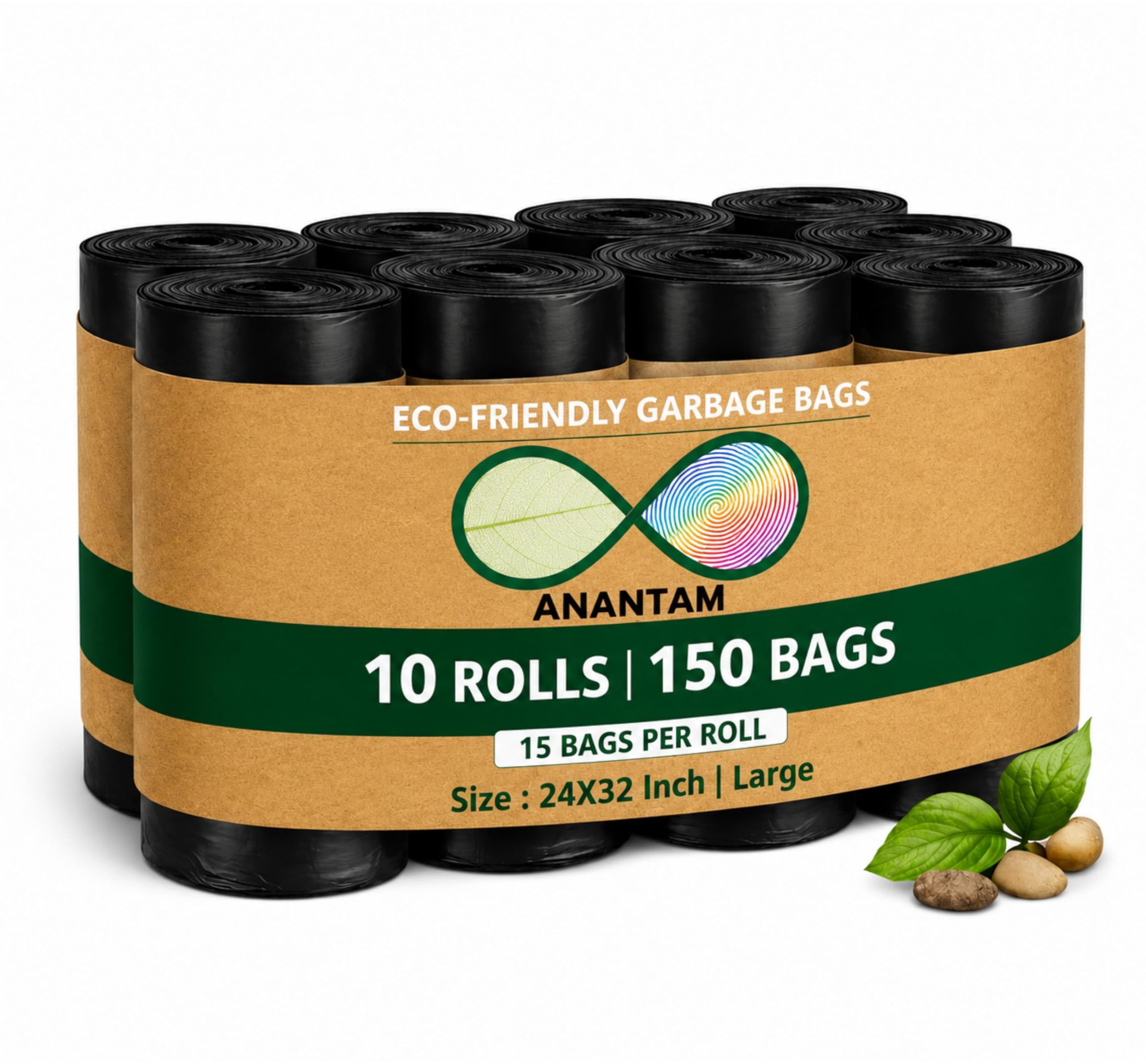 Large Black Garbage Bags - 30 Pack -18
