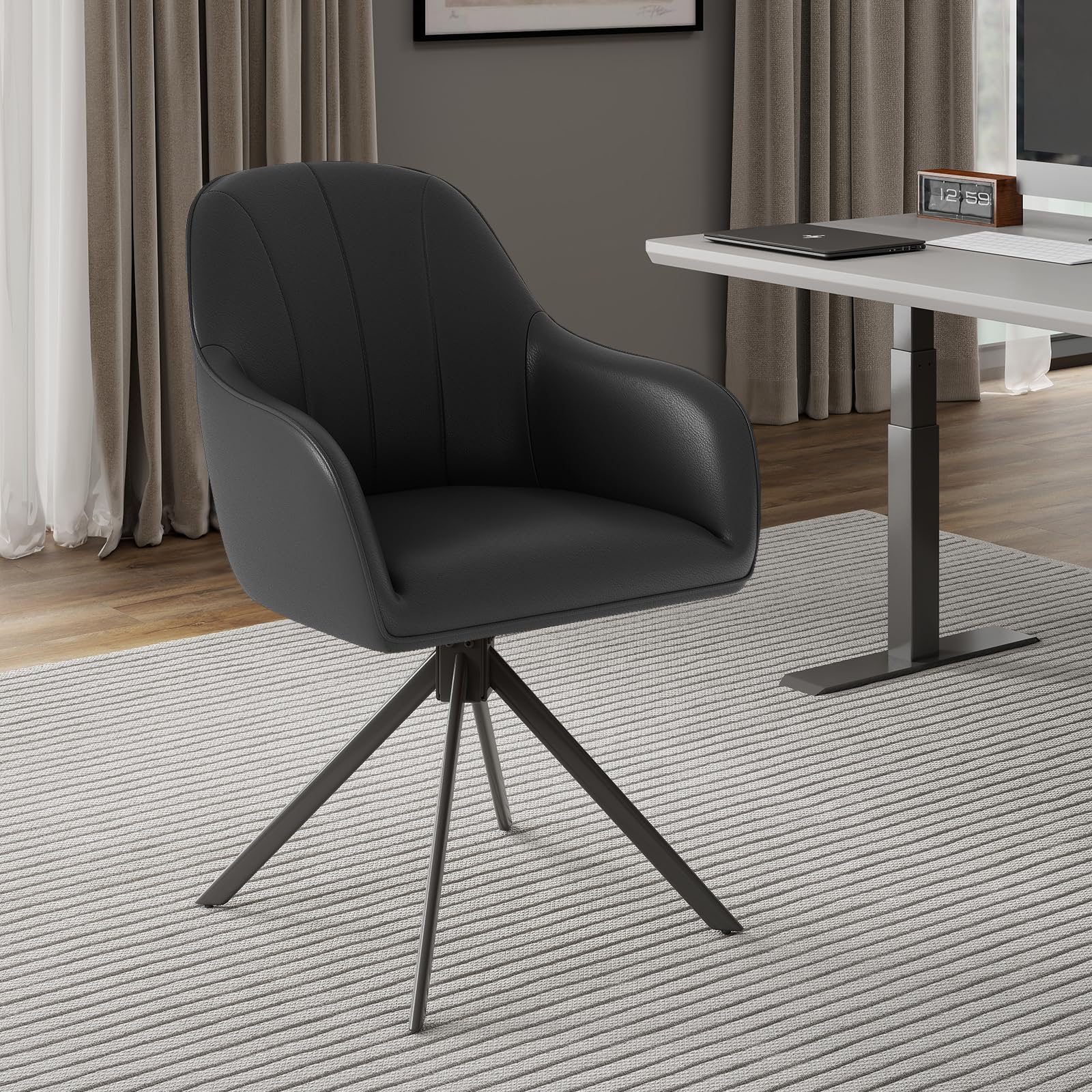Hawthyhome Esszimmerstühle drehbar mit Armlehne | Polsterstuhl mit 5 cm Kissen & Metallbeinen | Moderner Küchenstuhl für Esszimmer, Wohnzimmer, Büro