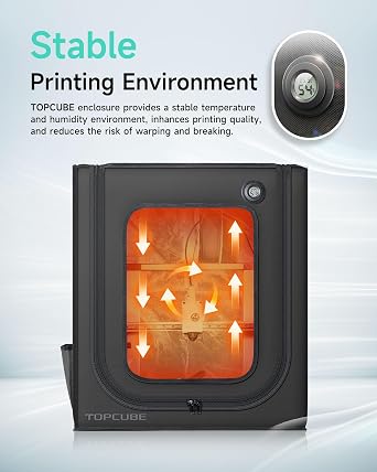 TOPCUBE 3D Printer Enclosure for Bambu Lab A1 with LED Light Black | Large Size Enclosure Fireproof Waterproof Dustproof Noise Reduction Constant Temperature 3D Printer Cover, 580X670X670MM