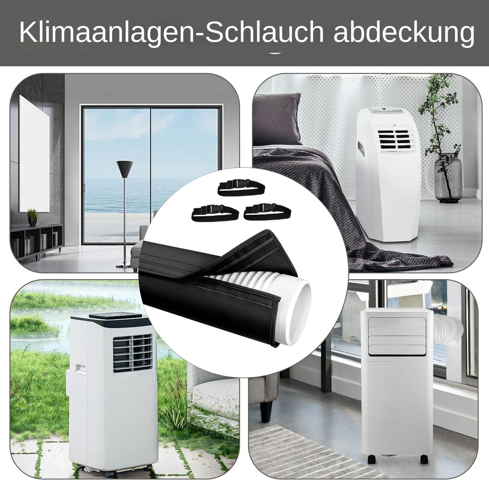 Klimaanlagen-Schlauchabdeckung – isolierte Neopren-Hülle zur Reduzierung der Energiekosten, 150 cm x 53 cm, universell passend für 5 Zoll und 6 Zoll Auspuffrohre, wärmereflektierende Abschirmung