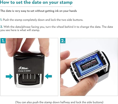 Miniatura 2 de Shiny Sello de fecha de 2 colores autoentintado con pago - estilo flecha (S2), tinta azulroja