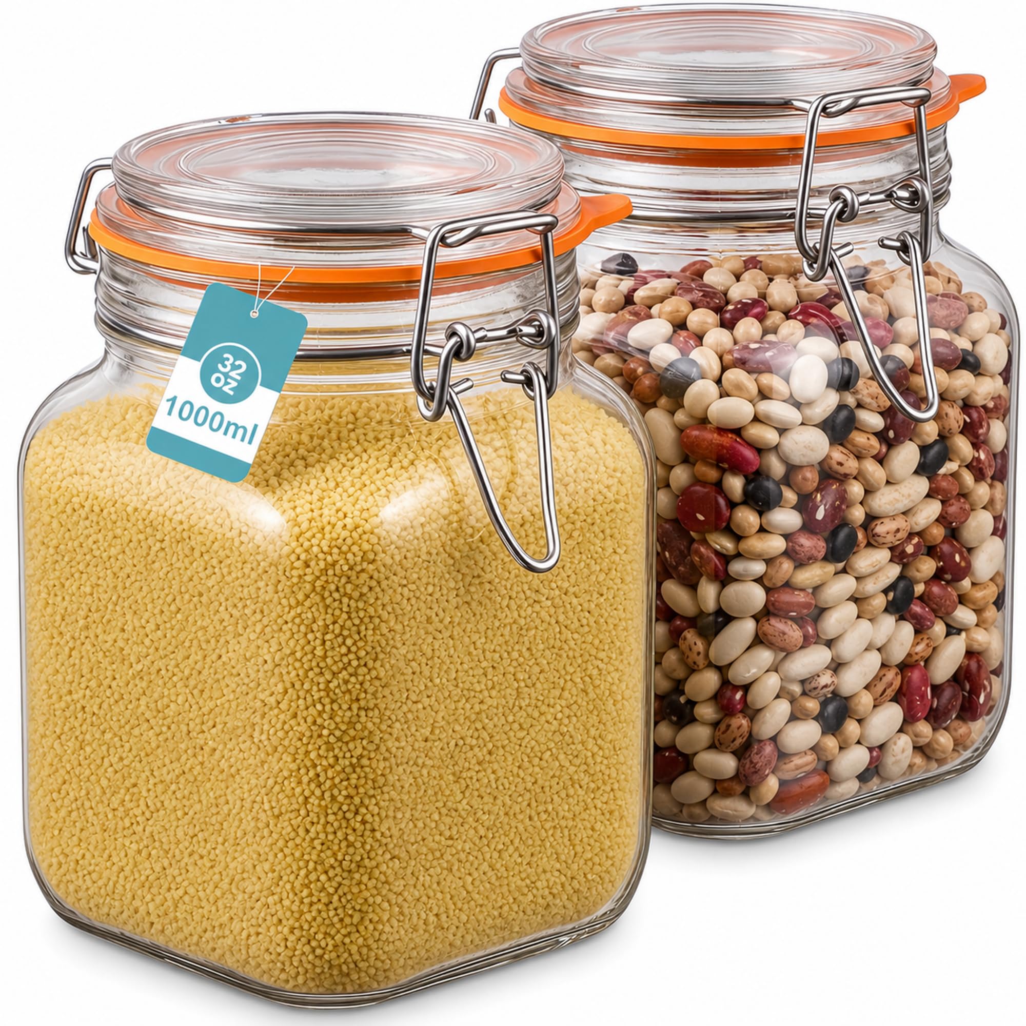 Confezione da 2 barattoli per fermentazione da 1 l, con valvola di fermentazione e peso: vetro di fermentazione di alta qualità, a prova di perdite, per principianti e professionisti