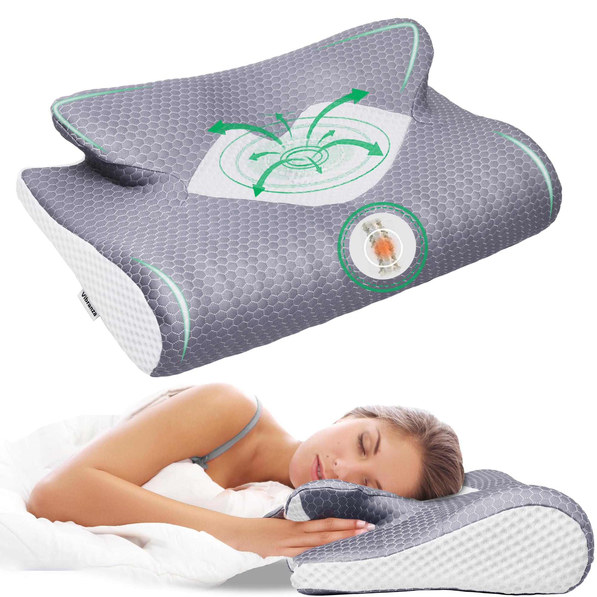 Cervical Neck Pillow for Sleeping Memory Foam Pillows for Neck and Shoulder Pain Hollow Design Odorless Memory Foam