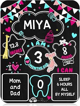 Amazon Com Pizarra Mensual Para Bebe De 11 X 14 Pulgadas Con Doble Cara Impresa Para Fotos De Bebes Regalos Para Bebes Cumpleanos Baby Shower Decoracion De Fiesta Hogar Y Cocina