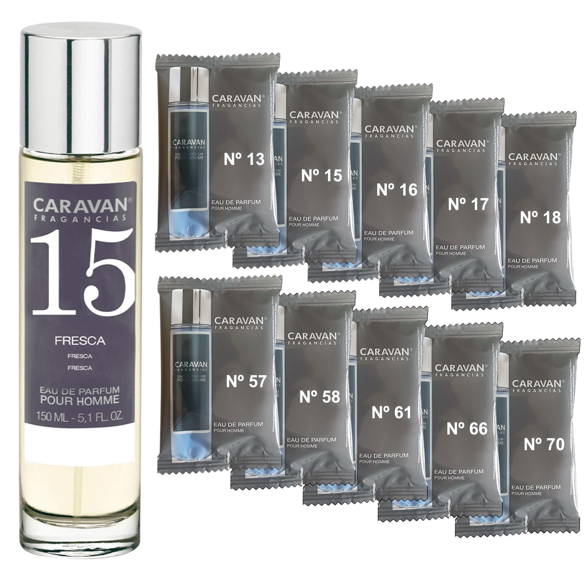 CARAVAN FRAGANCIAS Profumo Uomo Nº15 da 150 ml + Set di 10 flaconi di fragranze maschili diversi da Caravan per svelare nuovi aromi