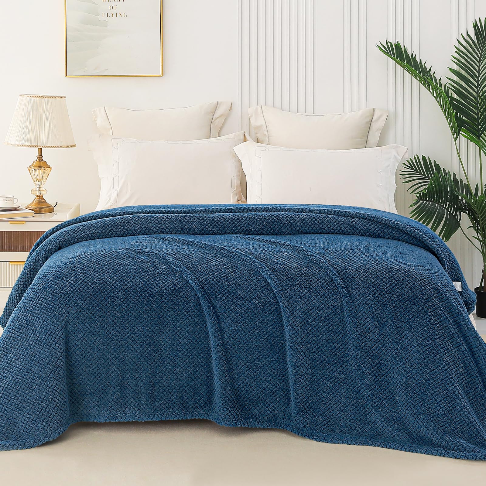 Whale Flotilla Double Size Fuzzy Fleece Blanket for Bed 150x200 CM Fluffy Warm Soft Jacquard Bed Blankets for All Season Lightweight and Cozy - Image 3