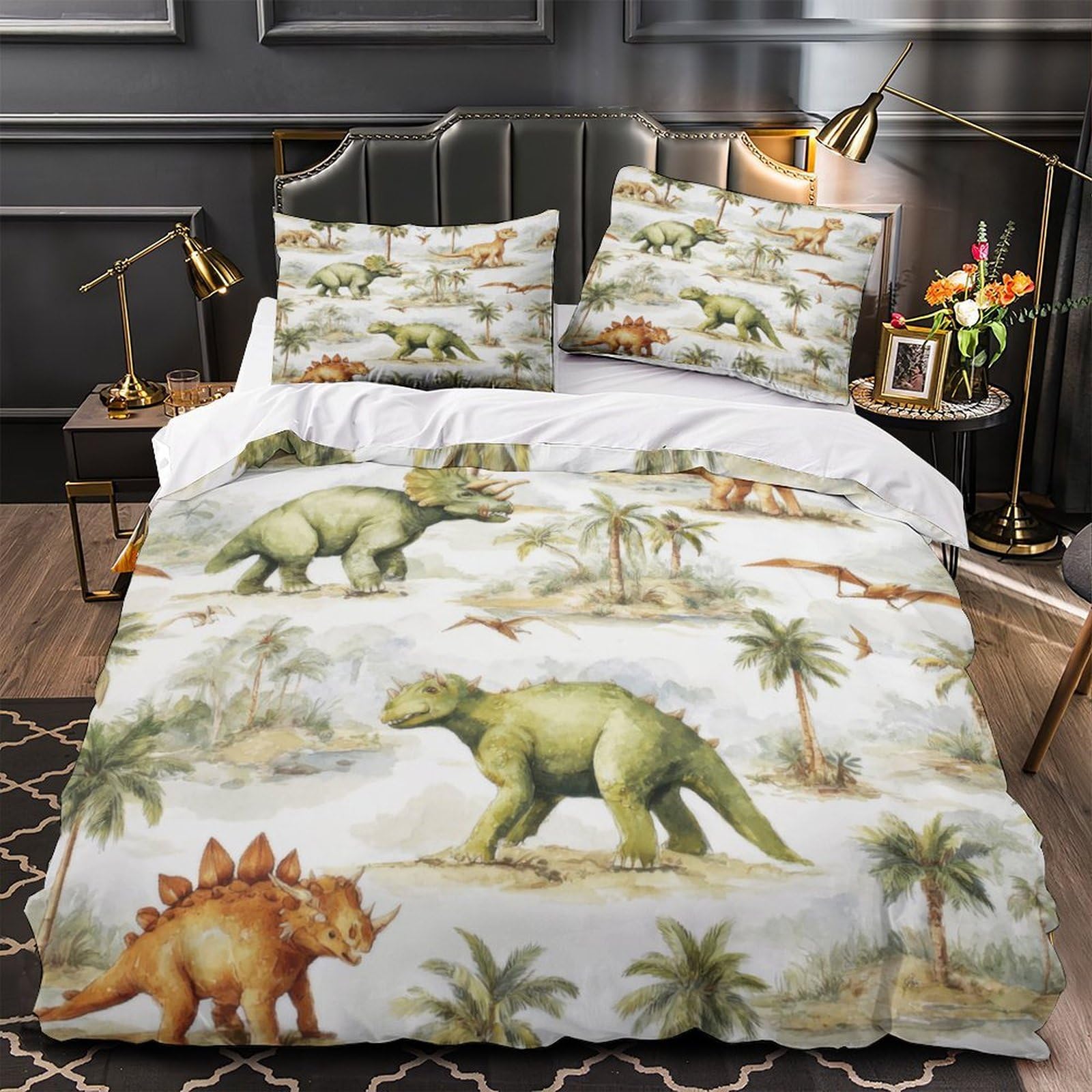 Parure de lit dinosaure 135x200 housse de couette microfibre haute résistance