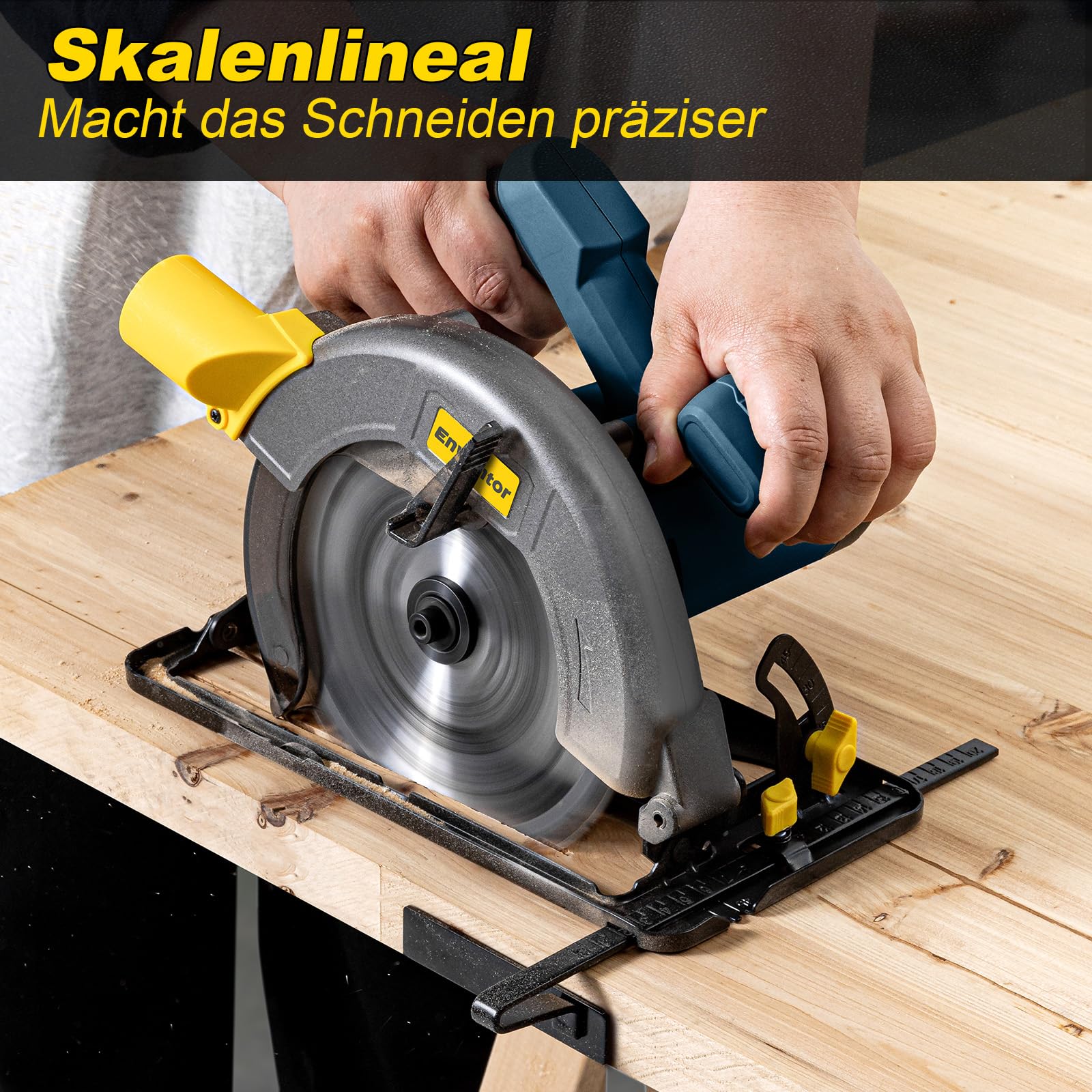 ENVENTOR Kreissäge, 1400W, Reiner Kupfermotor, 1 Sägeblätter(185mm, 24T)