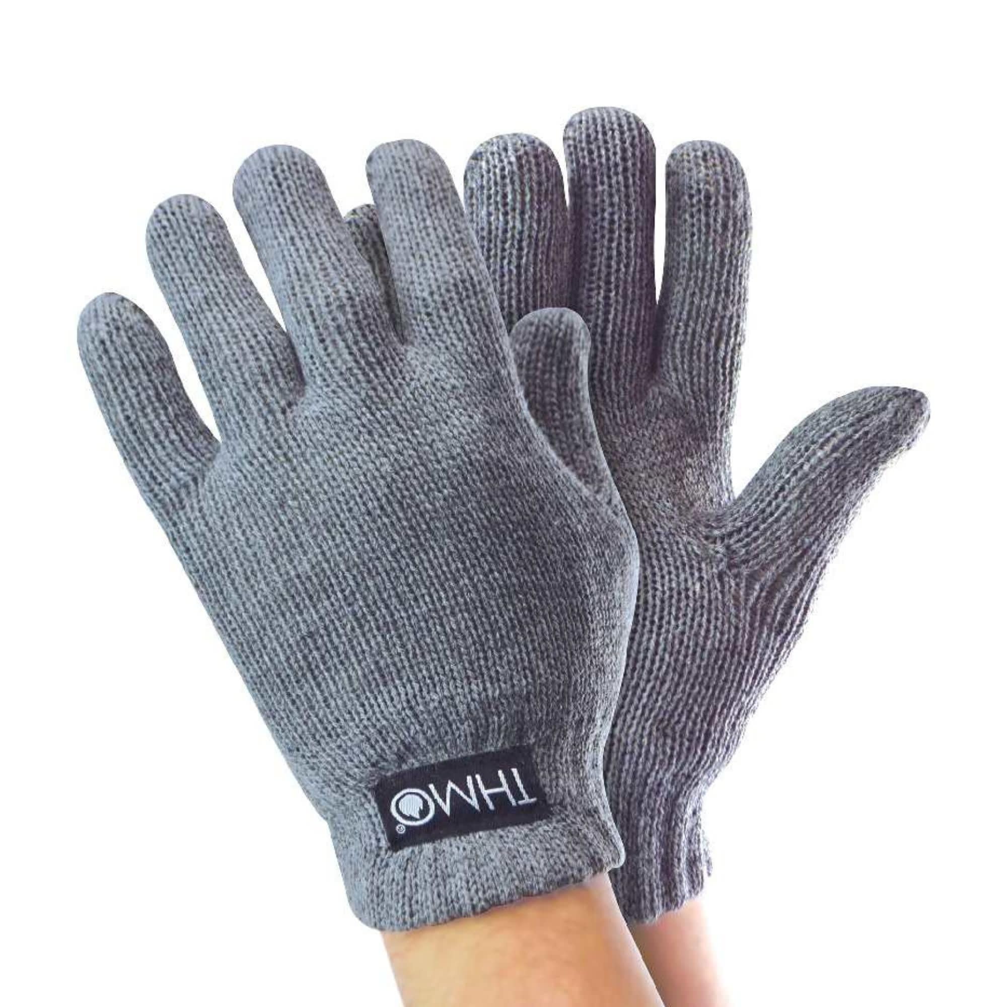 THMO Childrens Thinsulate Gloves for Winter Boys & Girls Knitted Thermal Full Finger Gloves for Kids (8-9 Years, Grey)