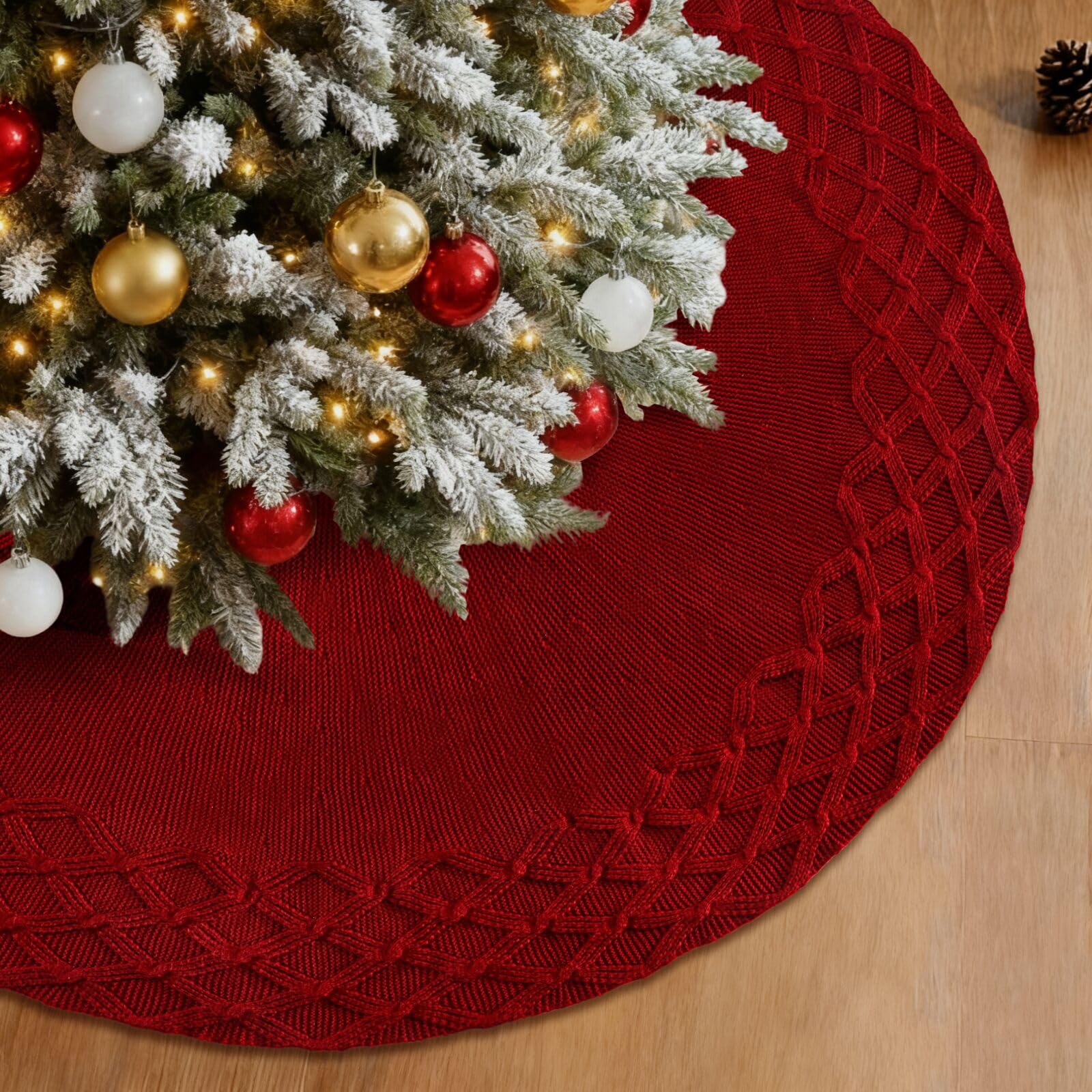 Décorations de sapin de Noël : cachez le pied de l'arbre avec ce grand tapis 122cm