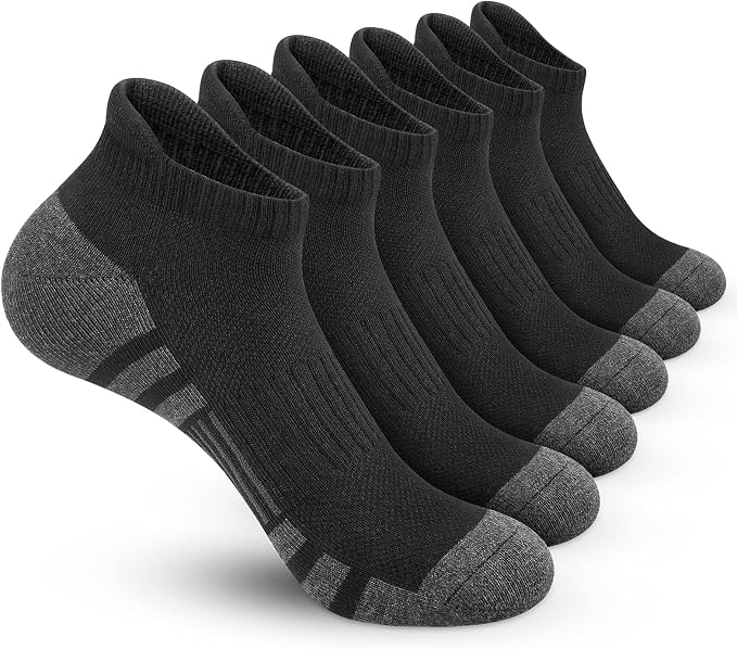 12 Pairs Men's Black Athletic Ankle Socks - Cotton Sports Socks Size 9-13, Breathable For Gym & Training