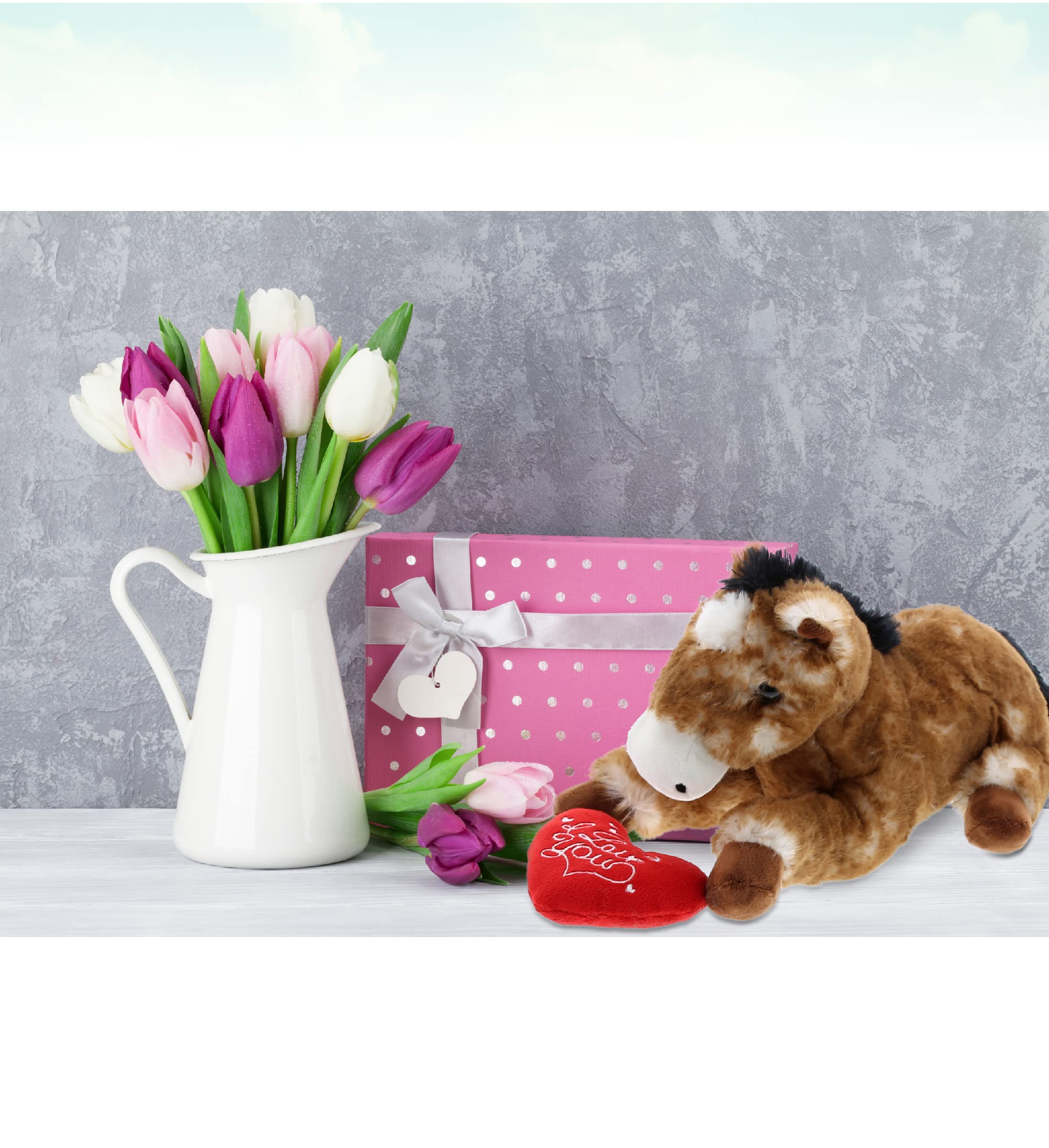 Amazon.com: DolliBu I Love You Valentine Plush Lying Brown Horse
